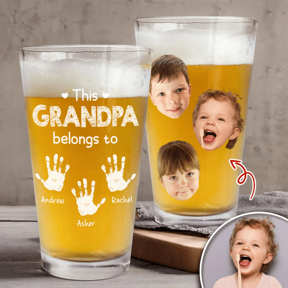 Custom Photo This Grandpa Belongs To Pint Beer Glass HA75 890654 - Image 3