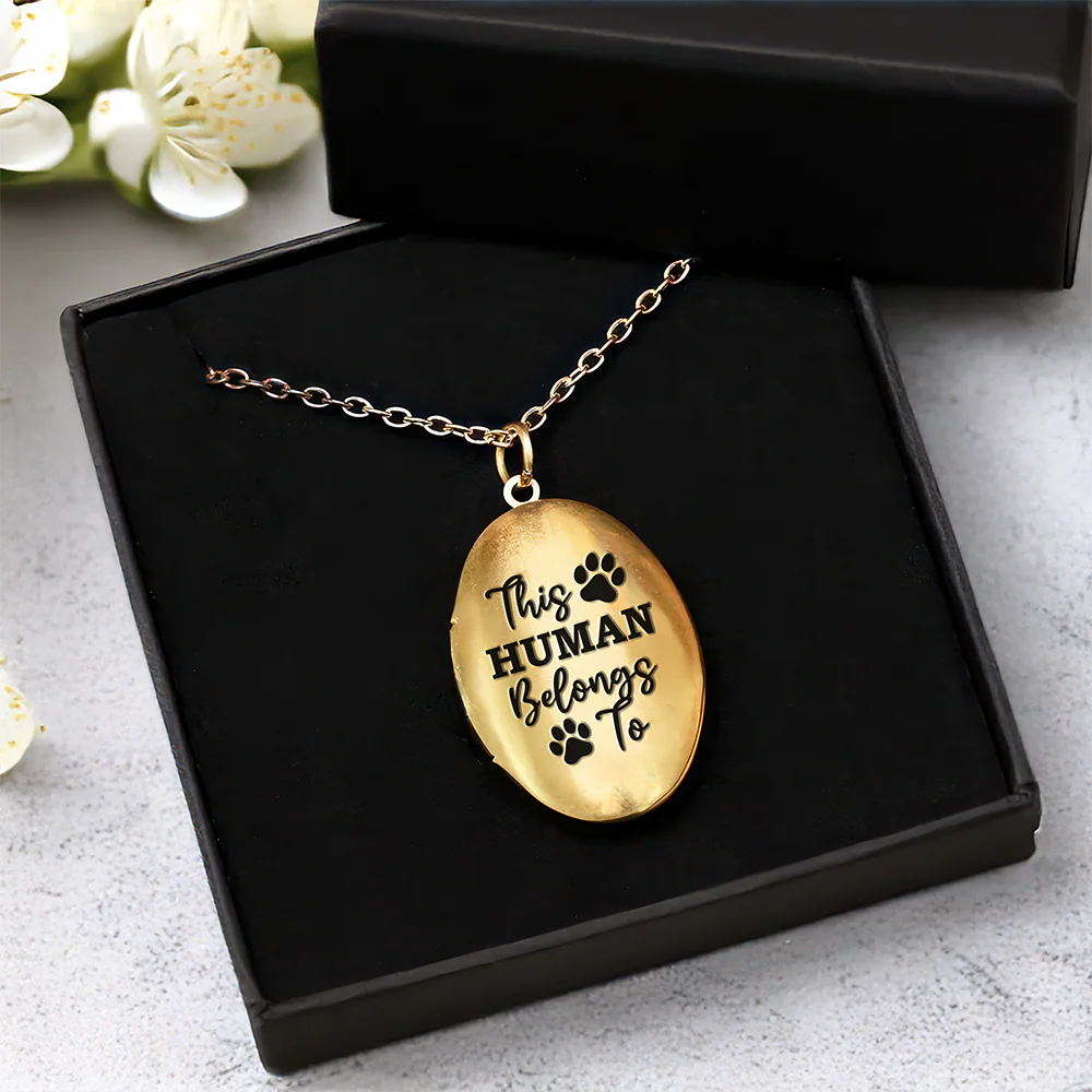 Custom Photo This Human Belongs To Dog Cat Locket Necklace HA75 892990 - Image 6
