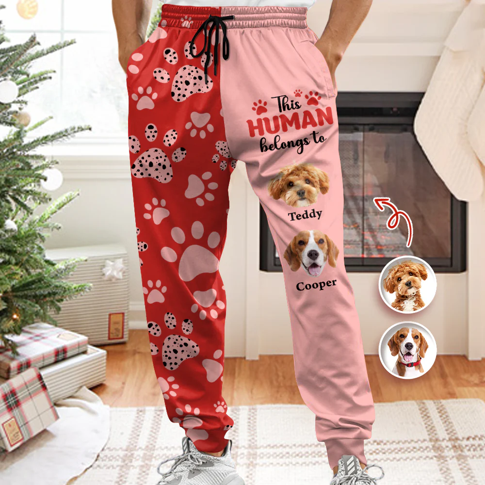 Custom Photo This Human Belongs To Dogs Sweatpants For Dog Lover HA75 897886 - Image 2