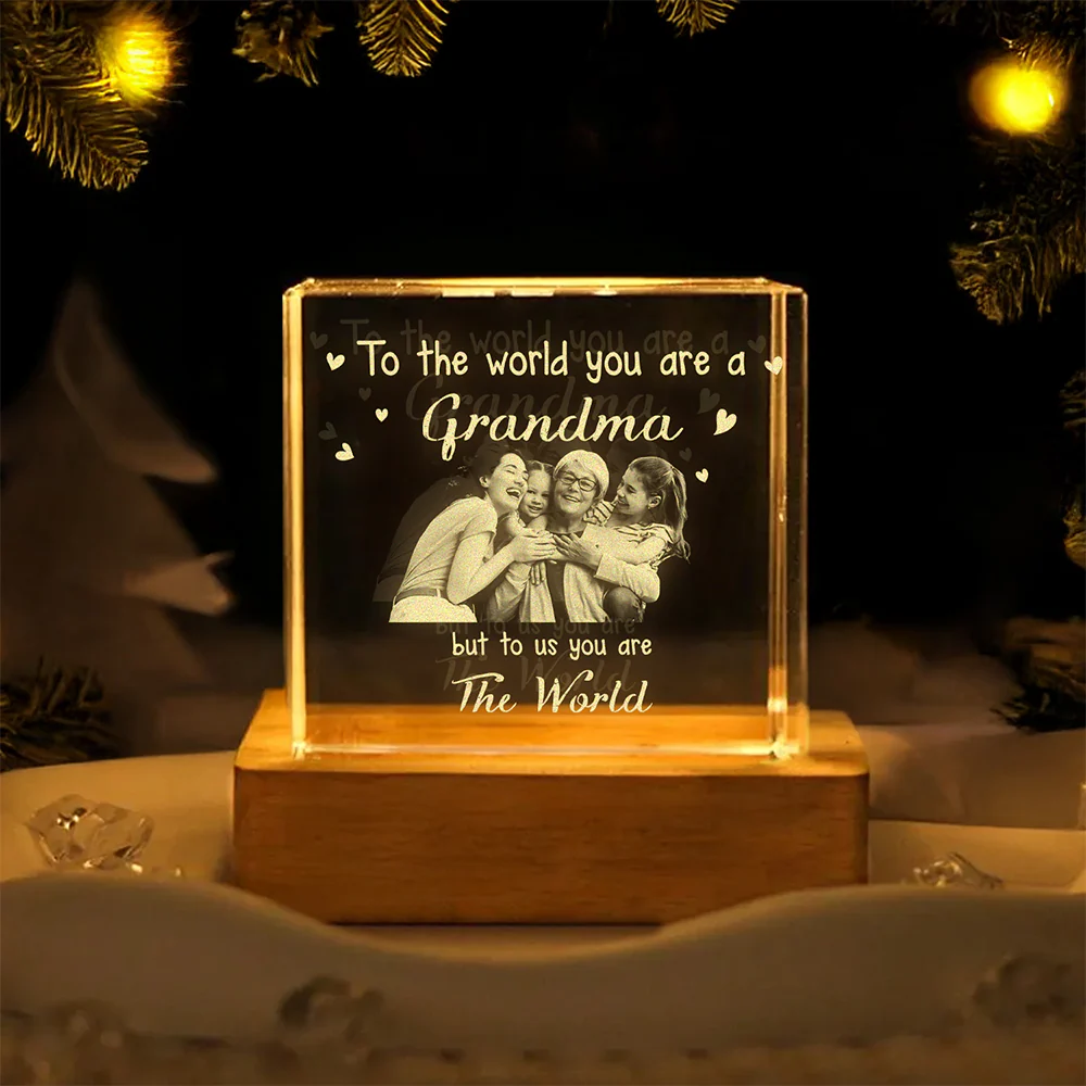 Custom Photo To The World You Are A Grandma Engraved Crystal Photo With Light HA75 920546 - Image 6
