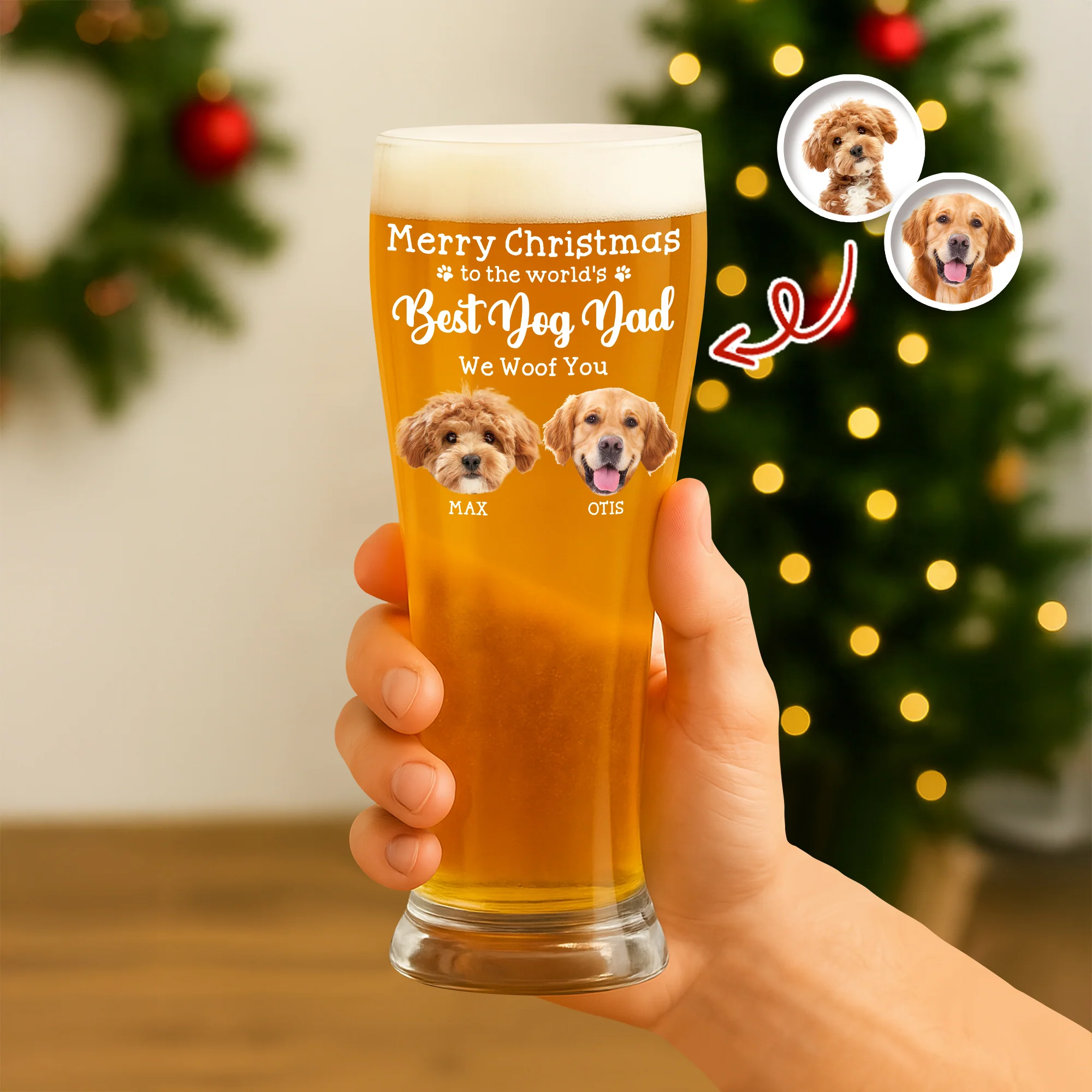 Custom Photo To The World's Best Dog Dad Personalized Pilsner Glass HA75 892754 - Image 5