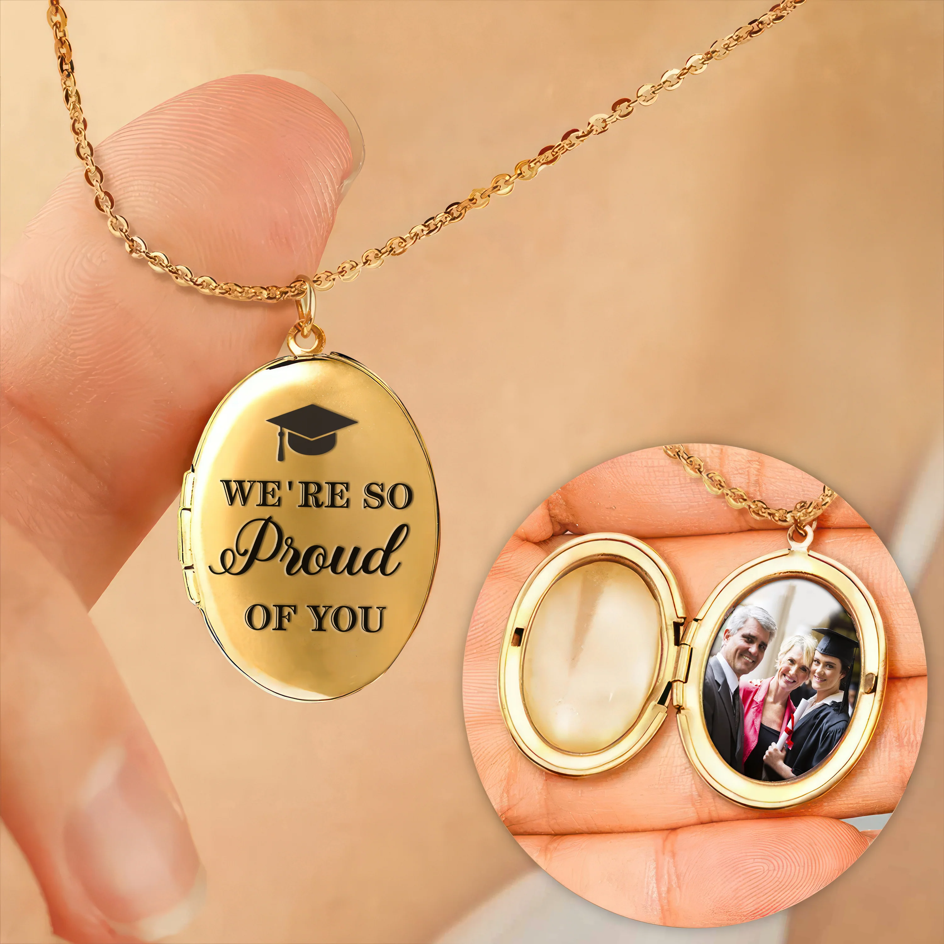 Custom Photo We're So Proud Of You Graduation Gift Locket Necklace HA75 892238 - Image 2