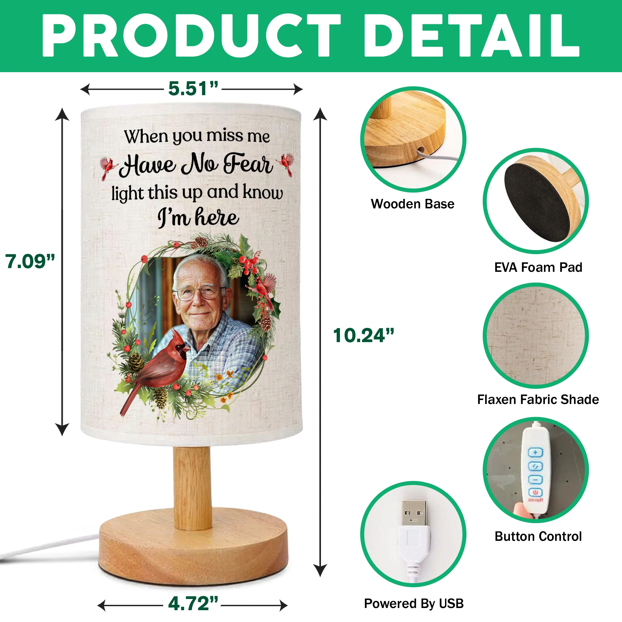 Custom Photo When You Miss Me Have No Fear Memorial Fabric Lamp HA75 892390 - Image 5