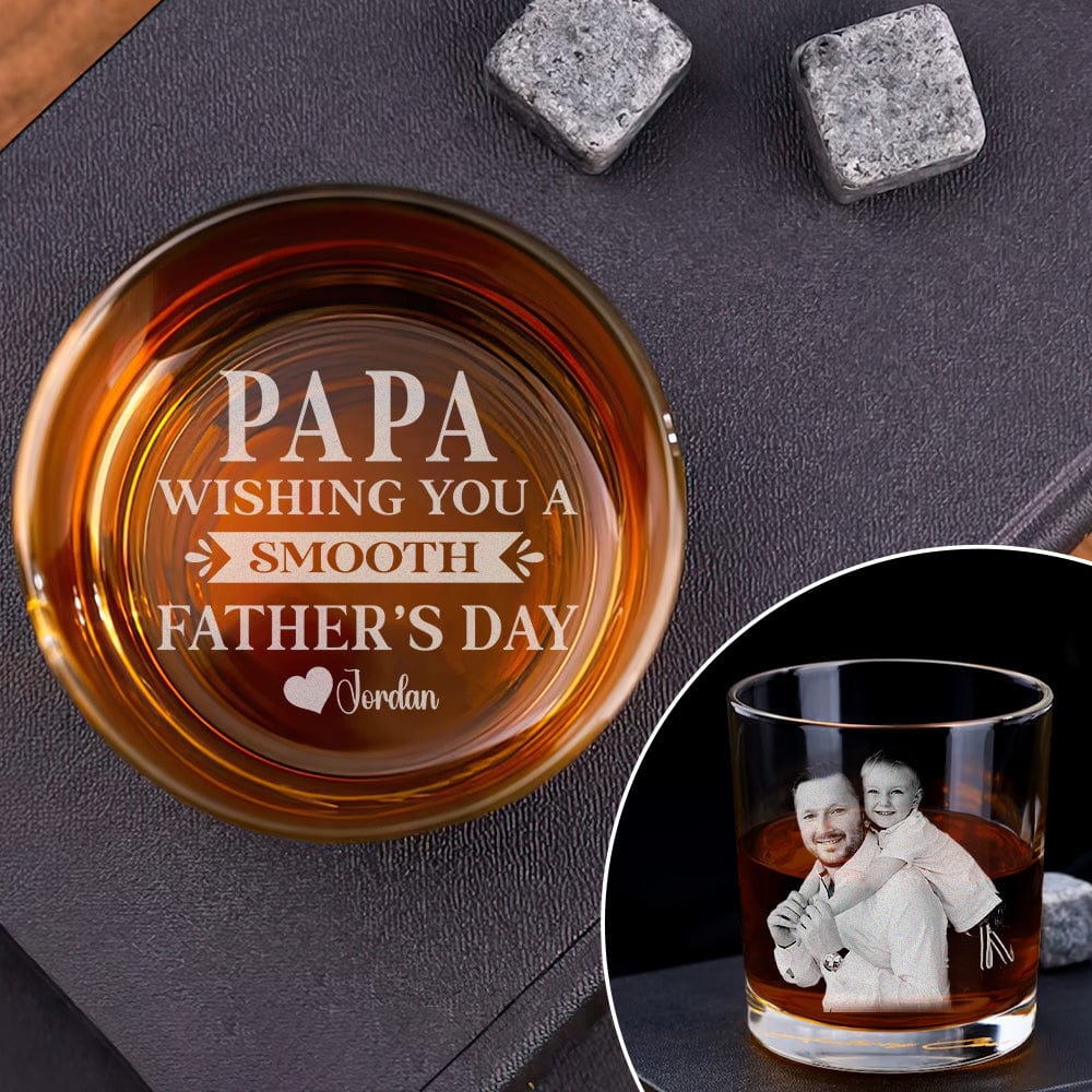 Custom Photo Wishing You A Smooth Father's Day Engraved Rock Glass HA75 890548 - Image 2