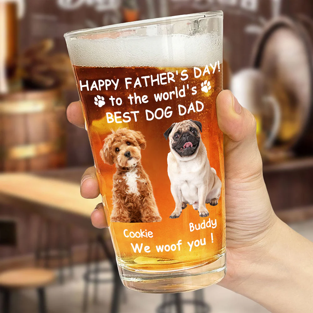 Custom Photo Woof Best Dog Dad Personalized Print Beer Glass HA75 892546 - Image 4