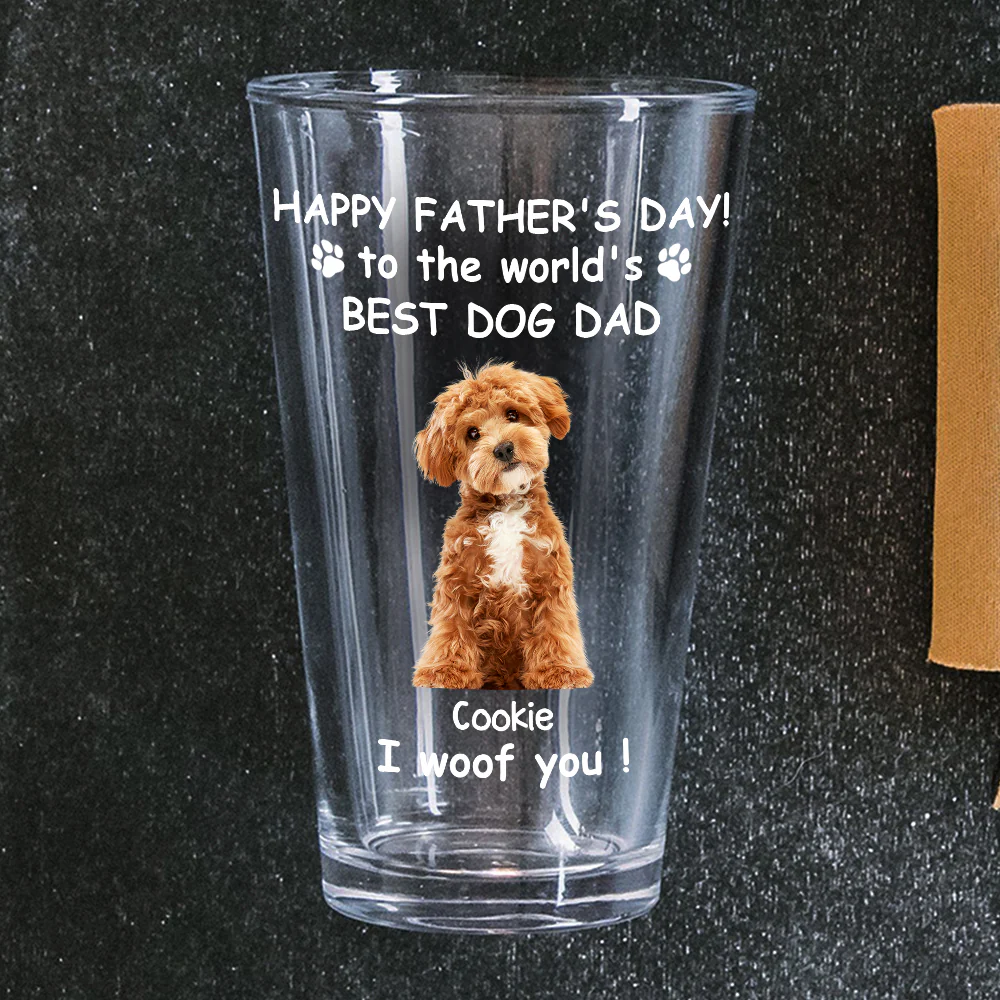 Custom Photo Woof Best Dog Dad Personalized Print Beer Glass HA75 892546 - Image 5