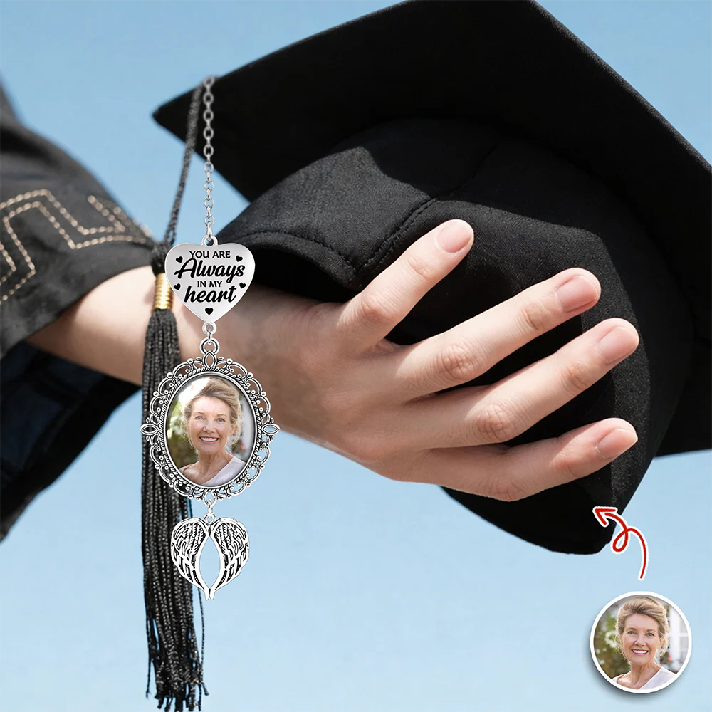 Custom Photo You Are Always In My Heart Memorial Personalized Graduation Tassel Heart & Angel Wing Charm HA75 920826 - Image 5