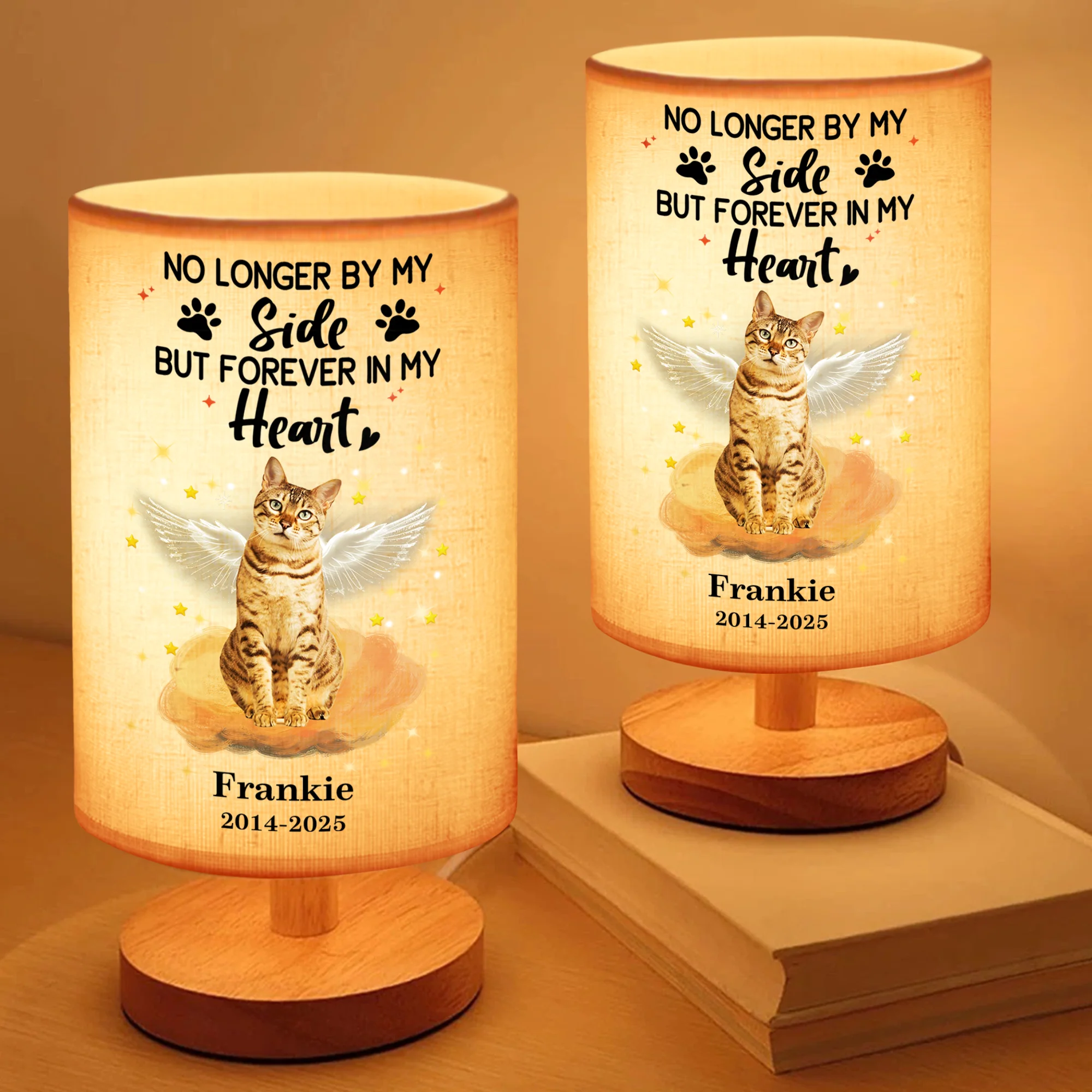 Custom Photo Your Light Will Always Shine In My Heart Cat Memorial Fabric Lamp HA75 892352 - Image 2
