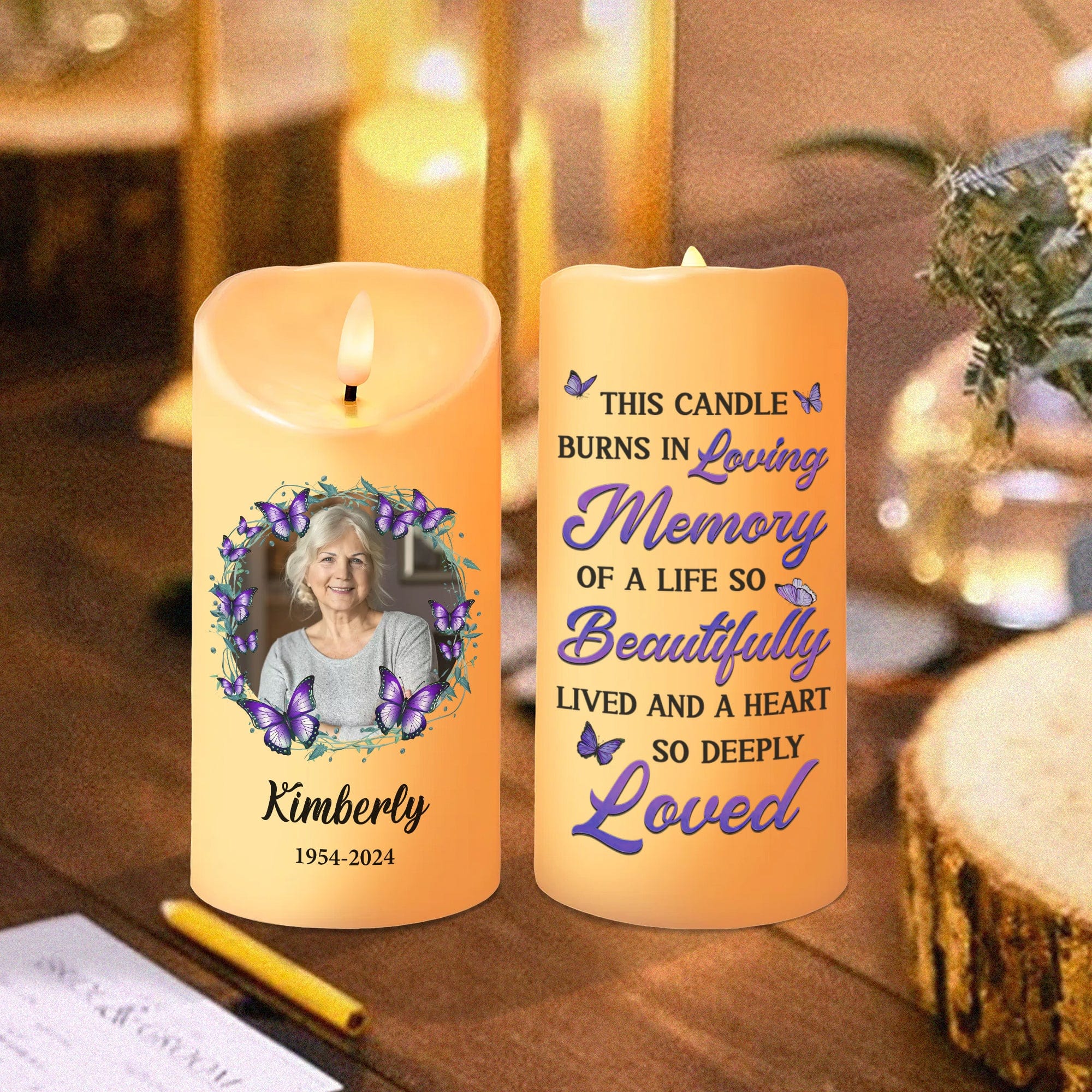 Custom Photo Your Memory Lives On Memorial LED Candle HA75 891740