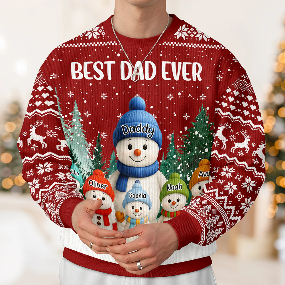Custom Snowman Family Personalized Ugly Sweater Christmas Gift HA75 898430 - Image 4