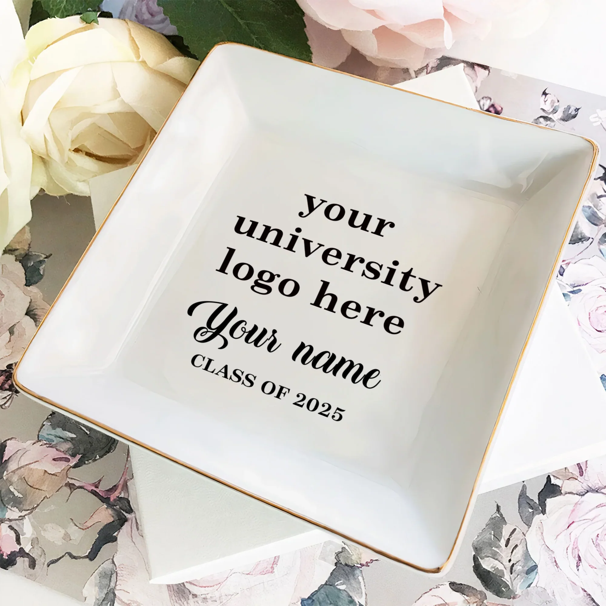 Custom University Logo Class of 2025 Personalized Jewelry Dish Graduation Gift HA75 892268 - Image 3