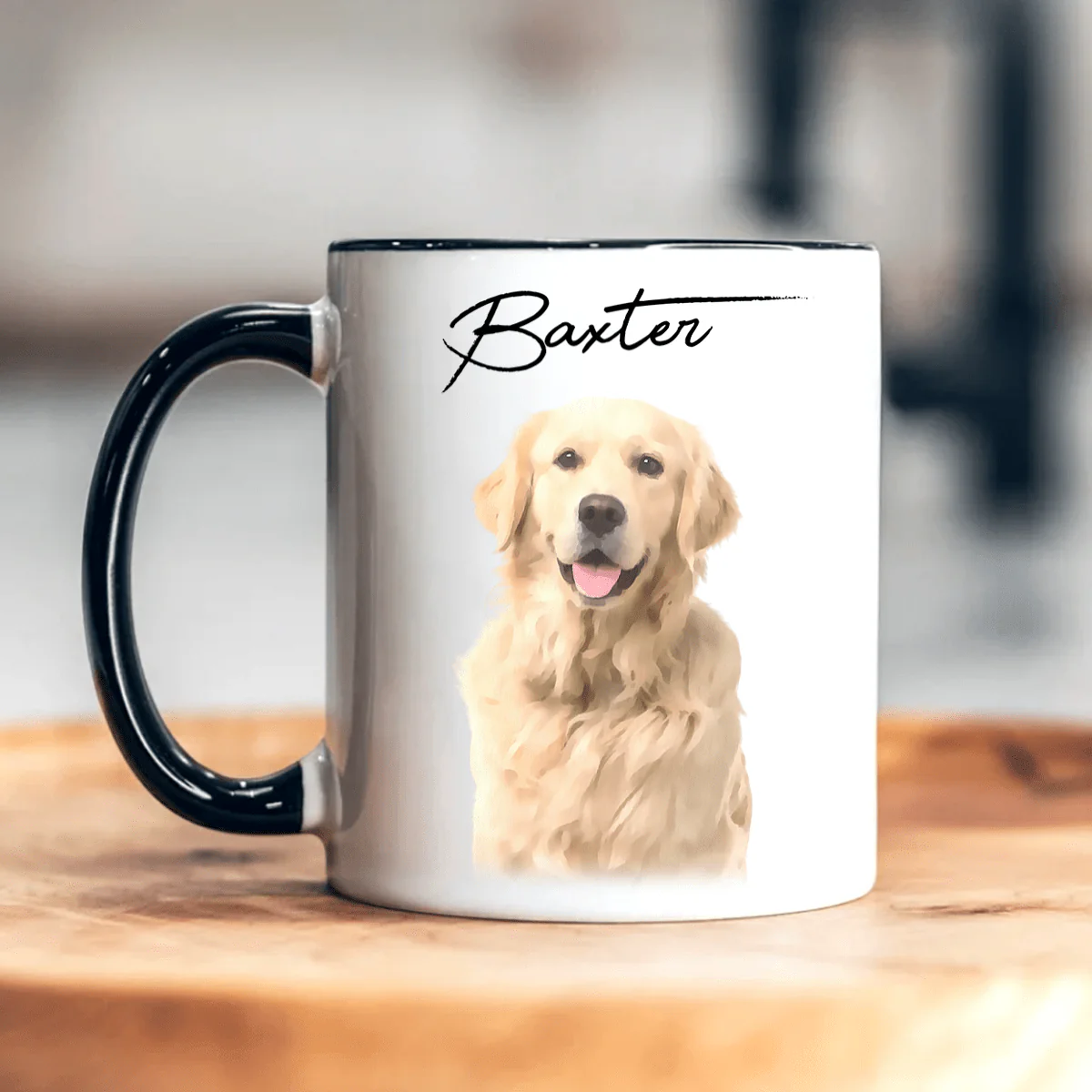 Custom Watercolor Dog Cat Pet Photo Accent Mug HA75 891804 - Image 2