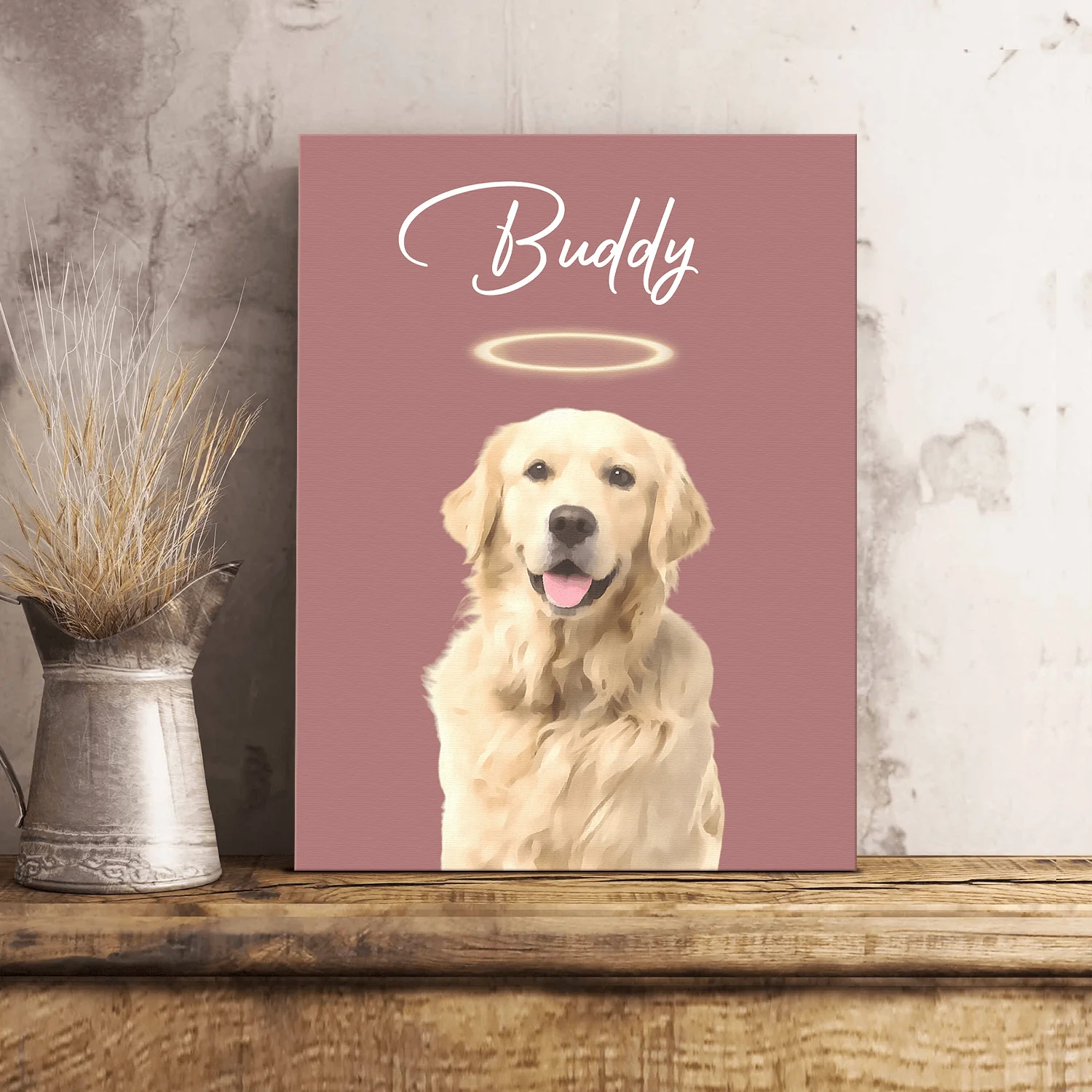 Custom Watercolor Dog Cat Pet Photo Memorial Picture Frame Poster Canvas HA75 891800