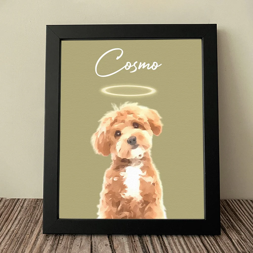 Custom Watercolor Dog Cat Pet Photo Memorial Picture Frame Poster Canvas HA75 891800 - Image 2