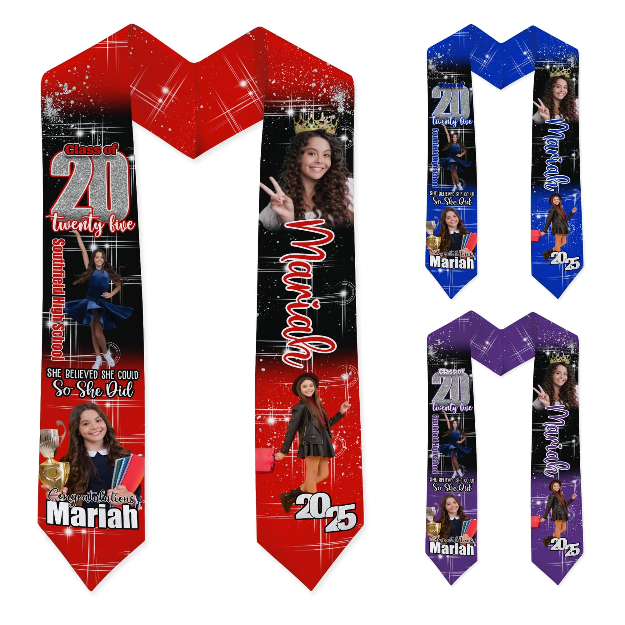 Estolas de graduación personalizadas con foto – Ella creyó que podía, así que lo hizo HA75 892192 - Image 5