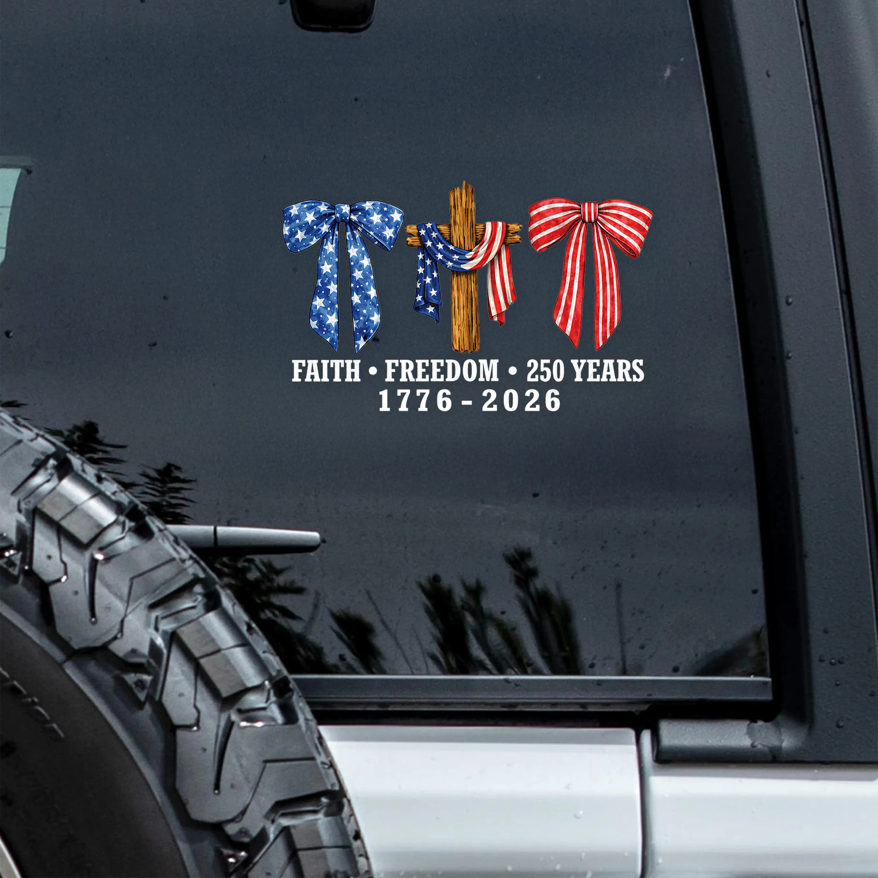 Faith Freedom 250 Years Jesus Christian America Car Window Decal Sticker HA75 920988