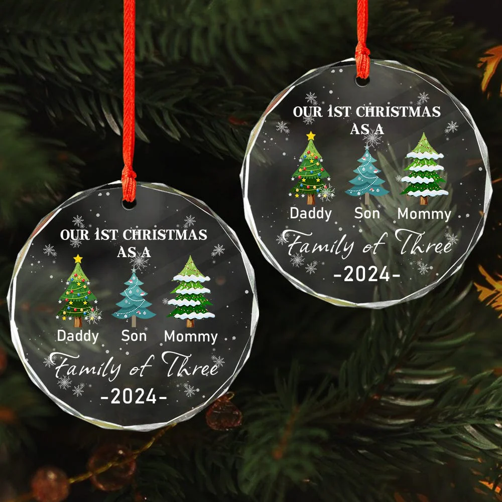 Family of Three - Our 1st Christmas Personalized Glass Ornament HA75 891380 - Image 3