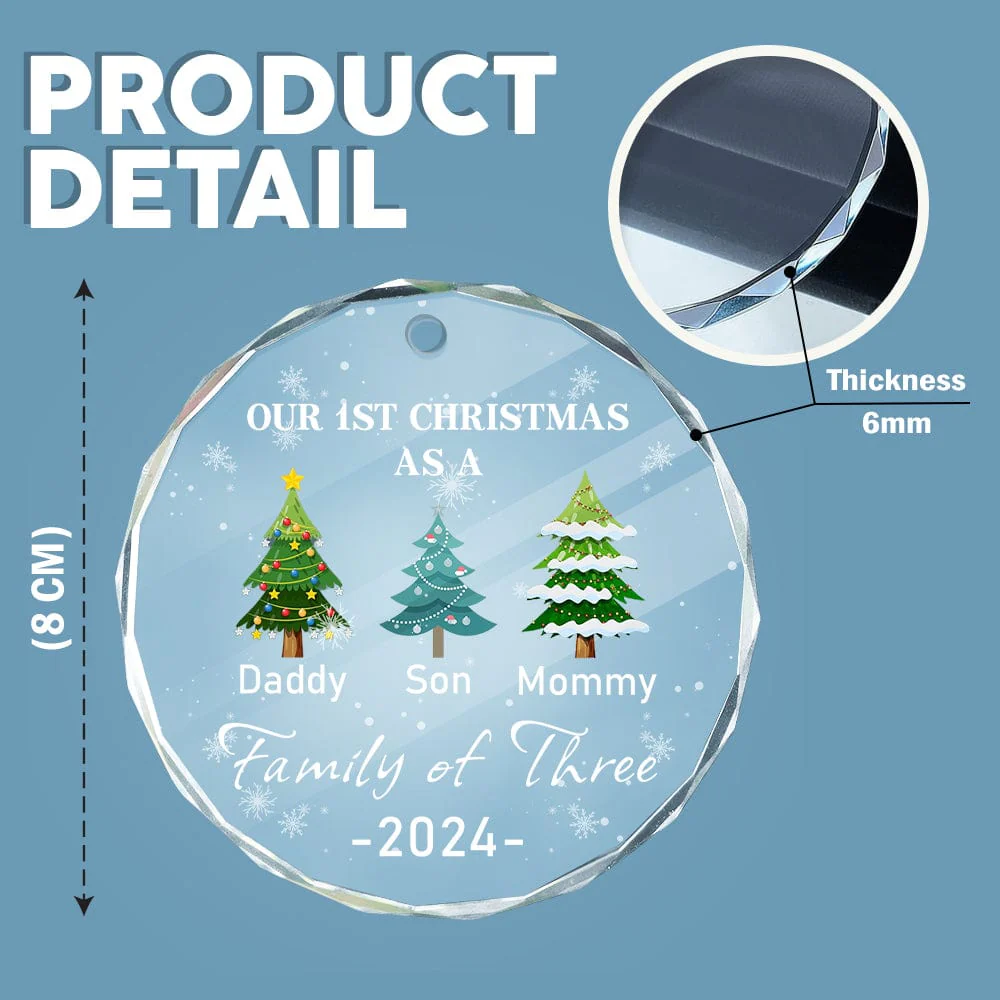 Family of Three - Our 1st Christmas Personalized Glass Ornament HA75 891380 - Image 5