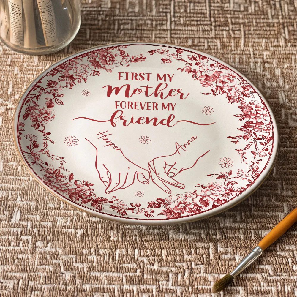 First Mother Forever Friend Personalized Chinoiserie Toile De Jouy Style Ceramic Plate Gift For Mom HA75 892650 - Image 6