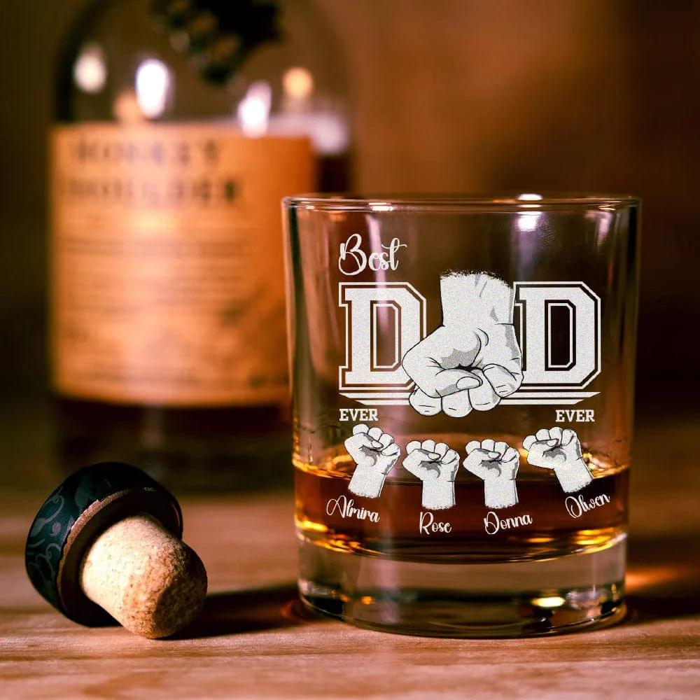 Fist Bump Dad and Kids Rock Glass Personalized Gift HO82 890474 - Image 3