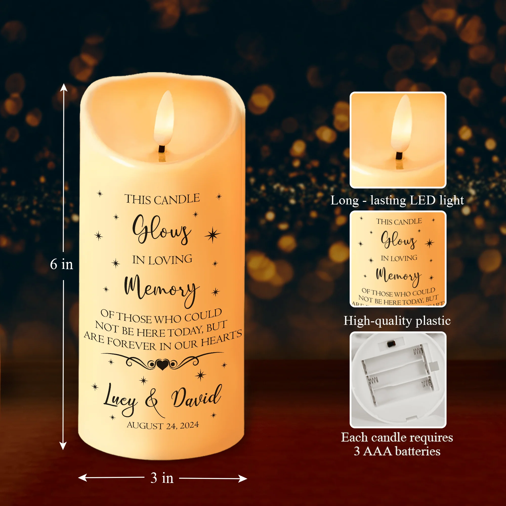 Forever In Our Heart Wedding Memorial Personalized LED Candle HA75 891744 - Image 5