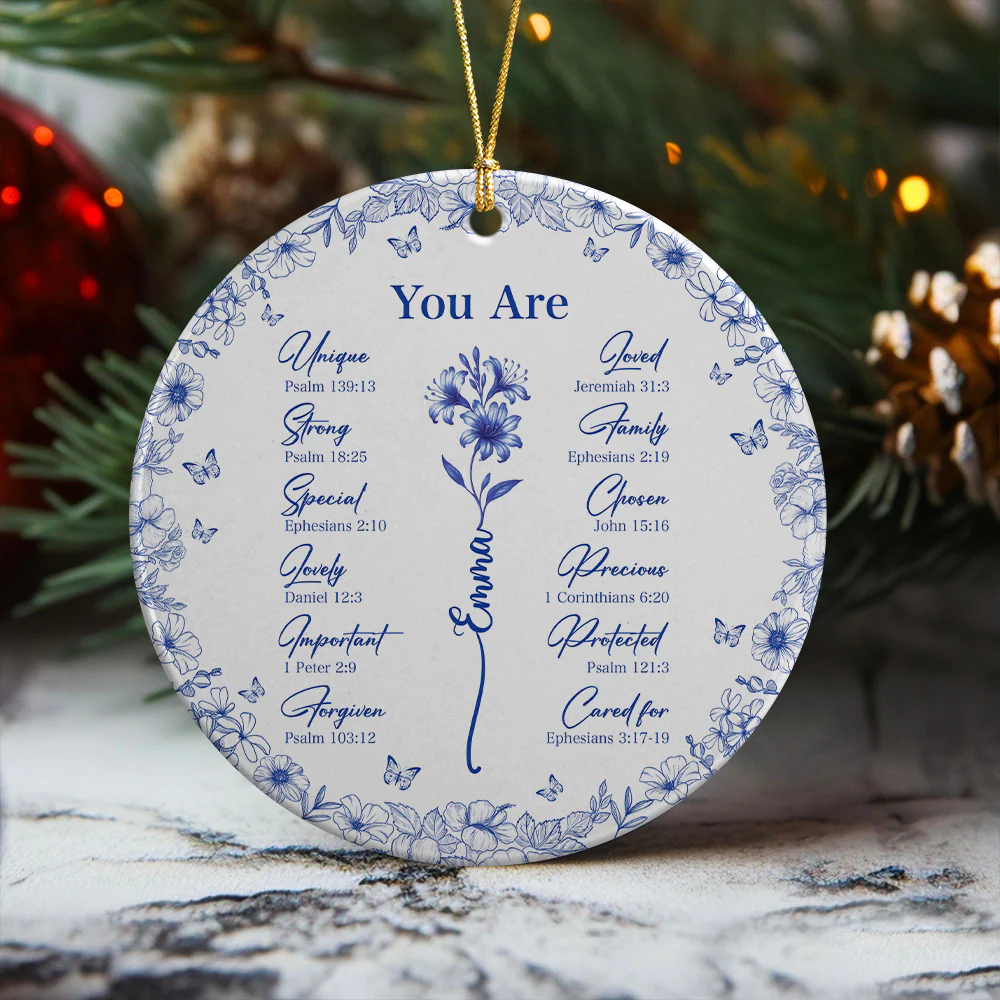 God Says You Are Christian Toile De Jouy Style - Personalized Ceramic Ornament HA75 897158 - Image 6