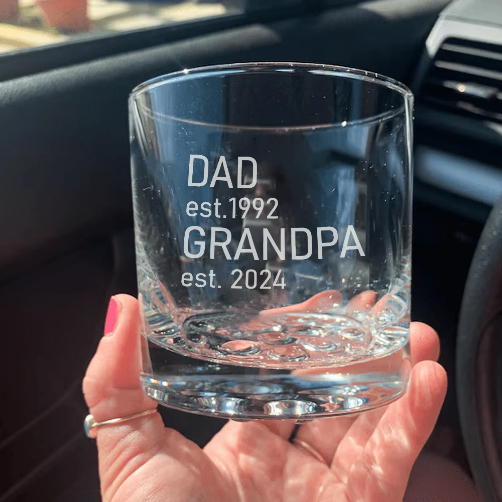 Grandpa Est 2024 Personalized Gift Engraved Rock Glass HA75 890544 - Image 3