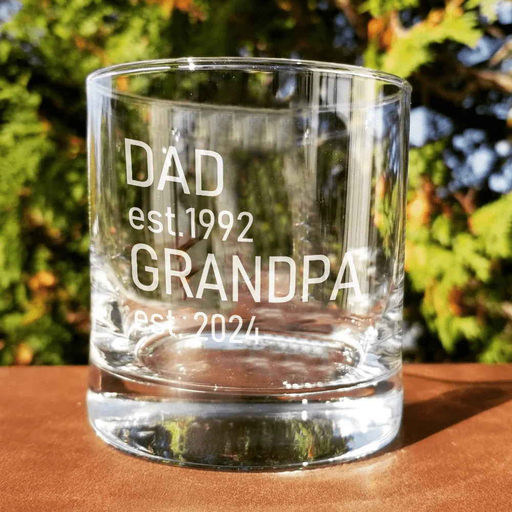Grandpa Est 2024 Personalized Gift Engraved Rock Glass HA75 890544 - Image 4