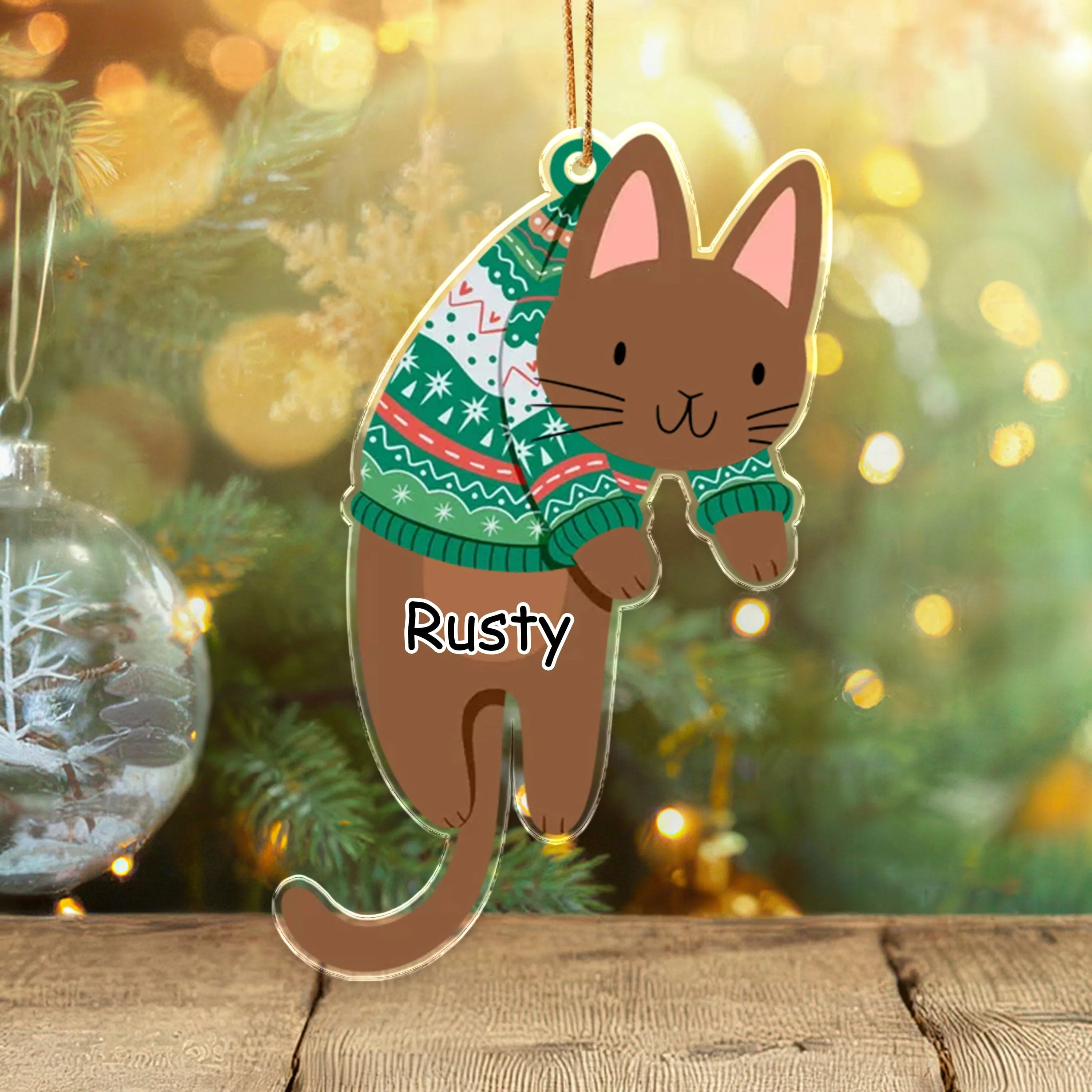 Hanging Cat Personalized Gift Acrylic Ornament HA75 891582 - Image 2