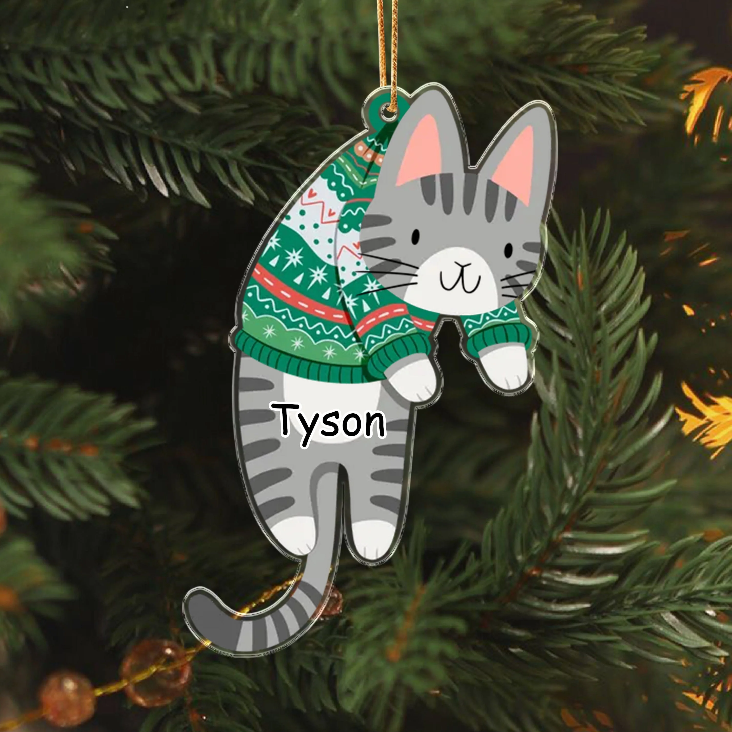 Hanging Cat Personalized Gift Acrylic Ornament HA75 891582 - Image 3