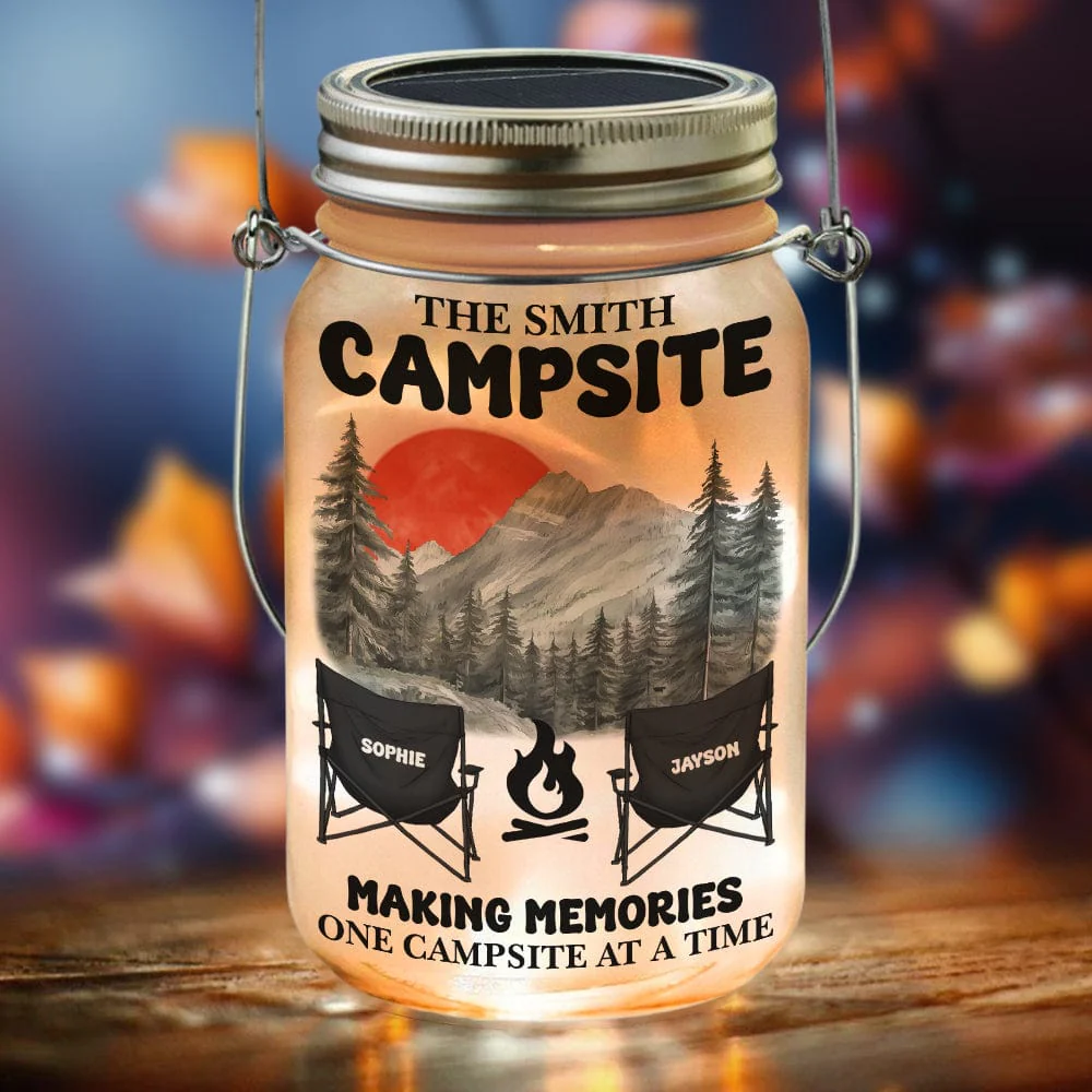 Husband & Wife Camping Partners For Life Personalized Gift Mason Jar Light HA75 891284 - Image 2