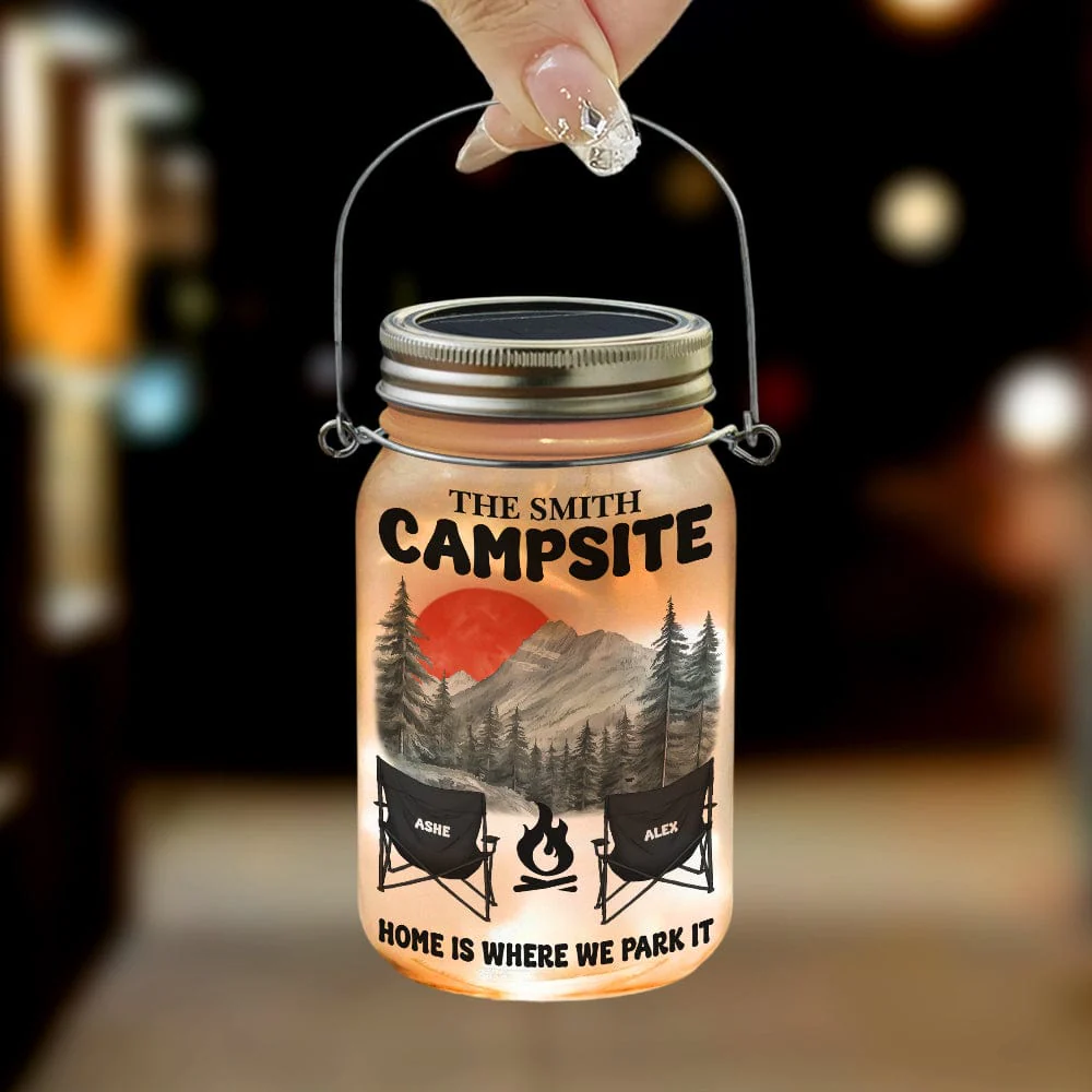 Husband & Wife Camping Partners For Life Personalized Gift Mason Jar Light HA75 891284 - Image 3