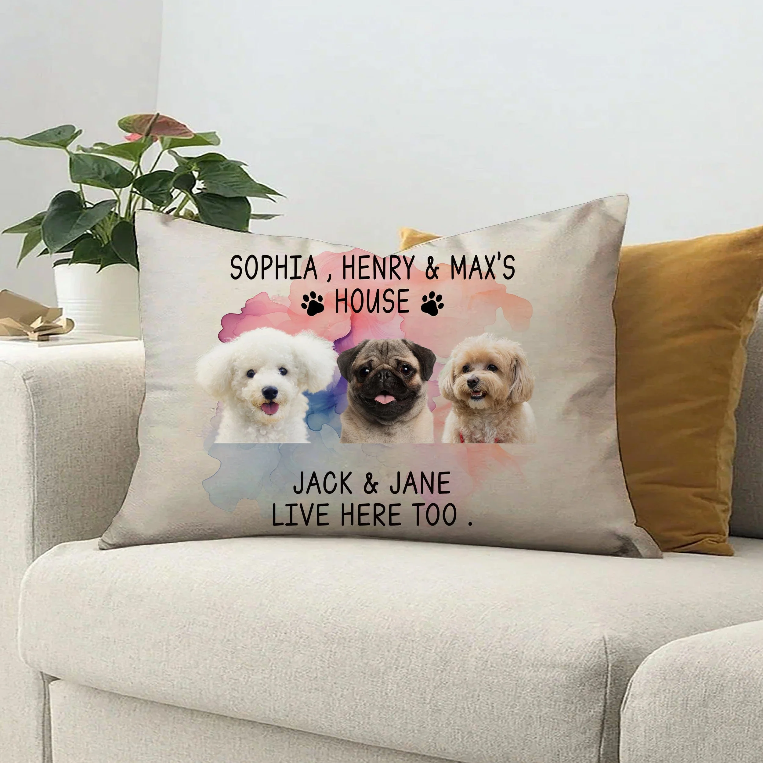 Custom Photo Live Here Too For Dog Lovers Medium Pillow HO82 890476 - Image 3
