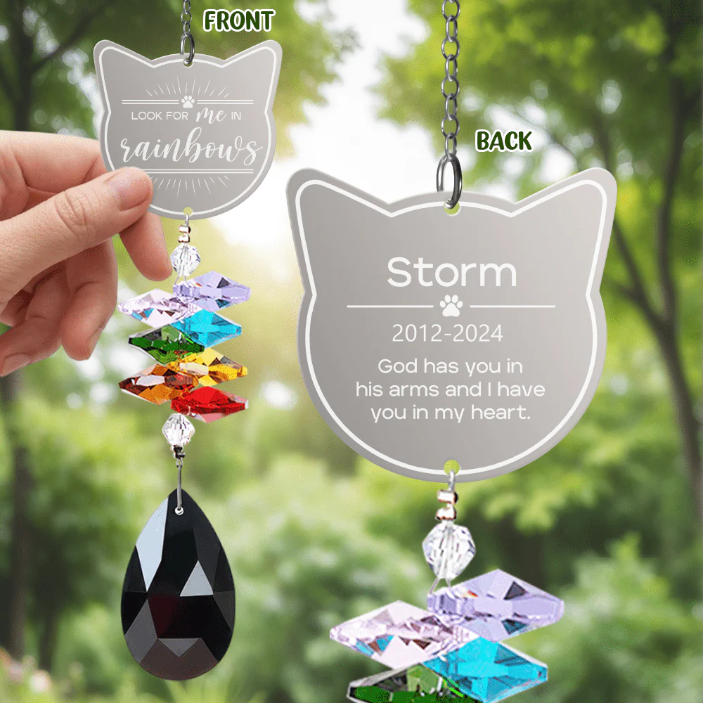 Look For Me In Rainbows Cat Personalized Memorial Rainbow Suncatcher N304 HA75 891440 - Image 2