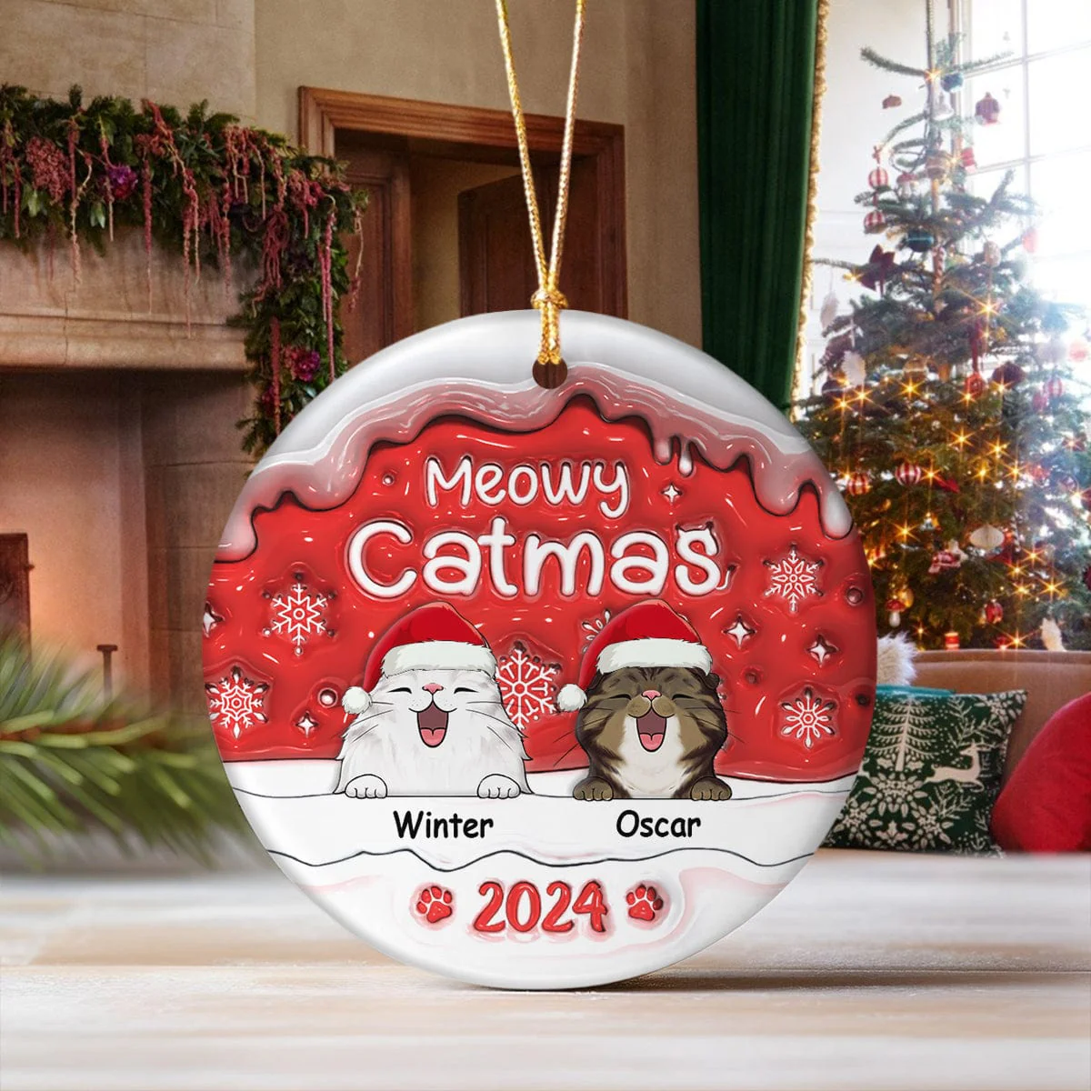 Meowy Catmas Cat Personalized 3D Inflated Effect Printed Ornament N304 HA75 891476 - Image 5
