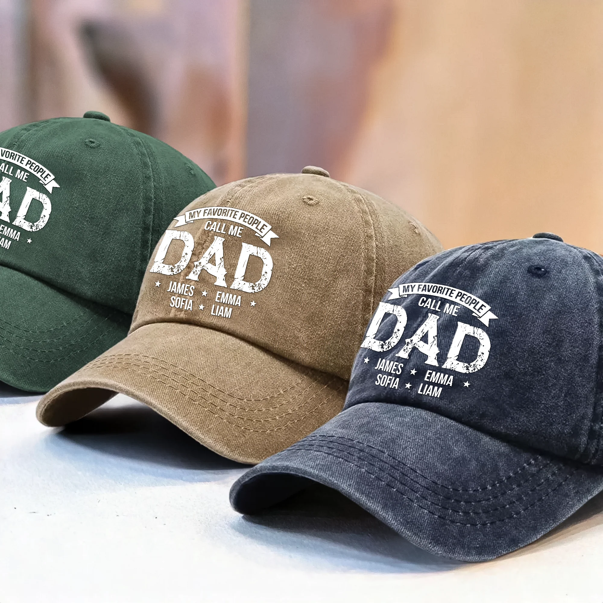 My Favorite People Call Me Daddy Washed Denim Baseball Cap HA75 892490 - Image 5