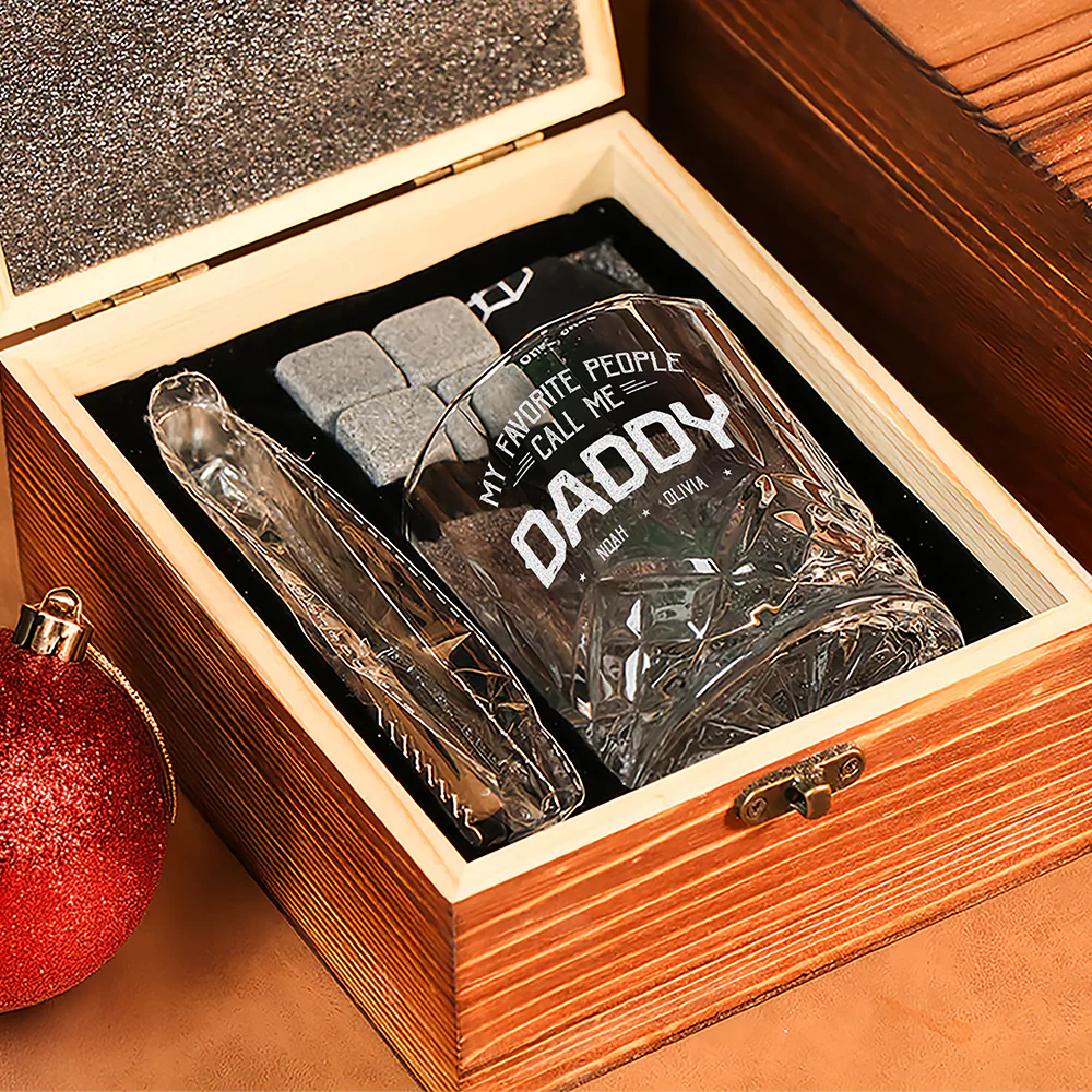 My Favorite People Call Me Papa Engraved Whiskey Glass Set with Wooden Box HA75 898036 - Image 5
