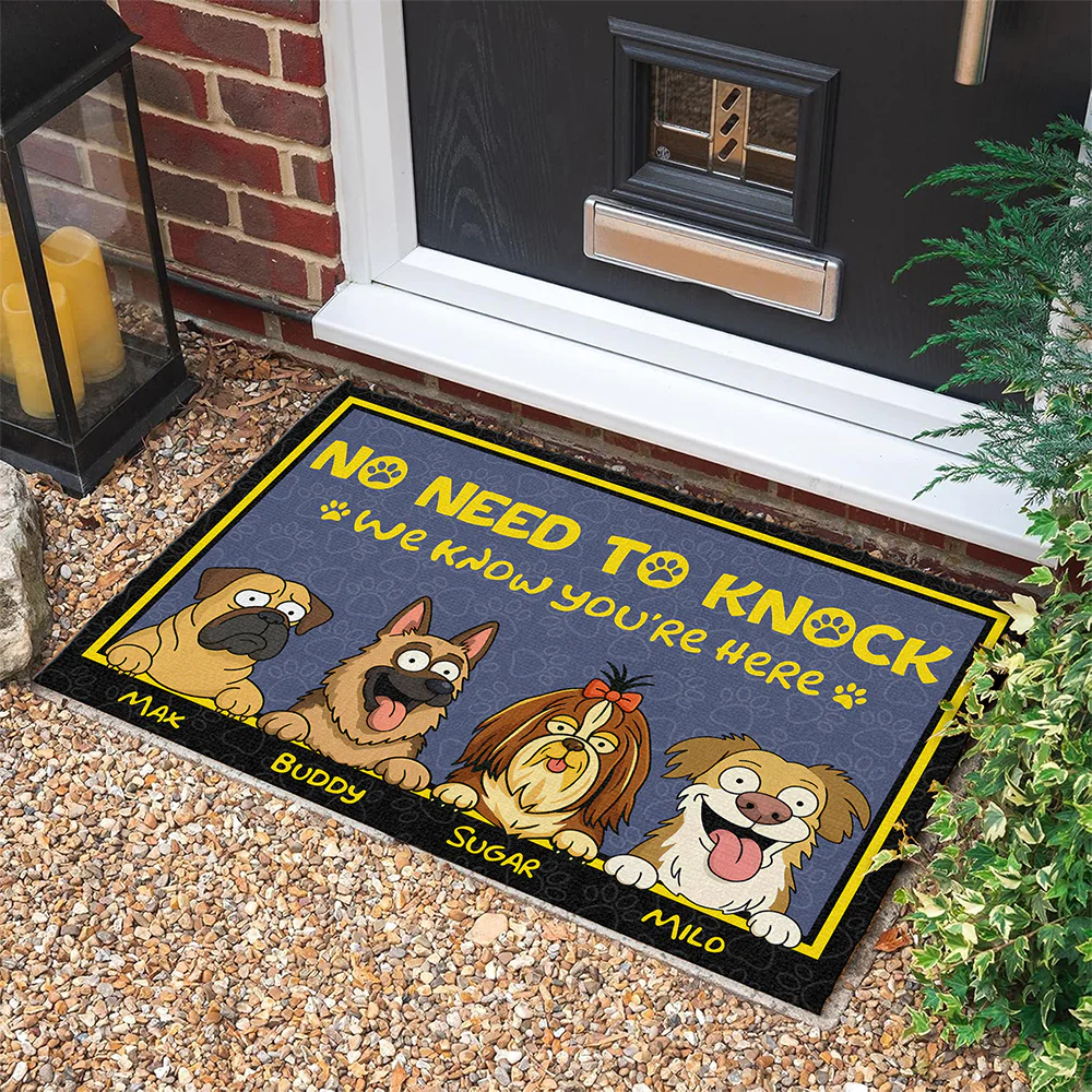 No Need To Knock - Dog Personalized Home Decor Decorative Mat, Doormat HA75 892136 - Image 2