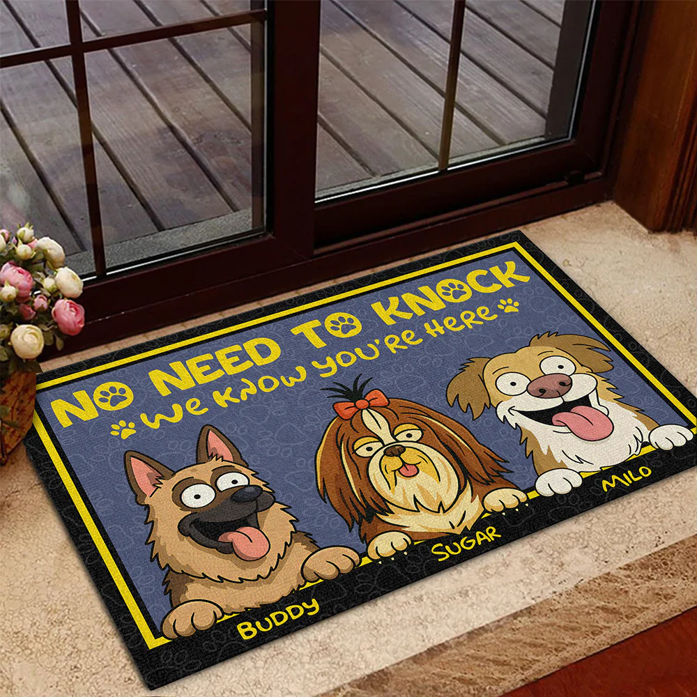 No Need To Knock - Dog Personalized Home Decor Decorative Mat, Doormat HA75 892136 - Image 3