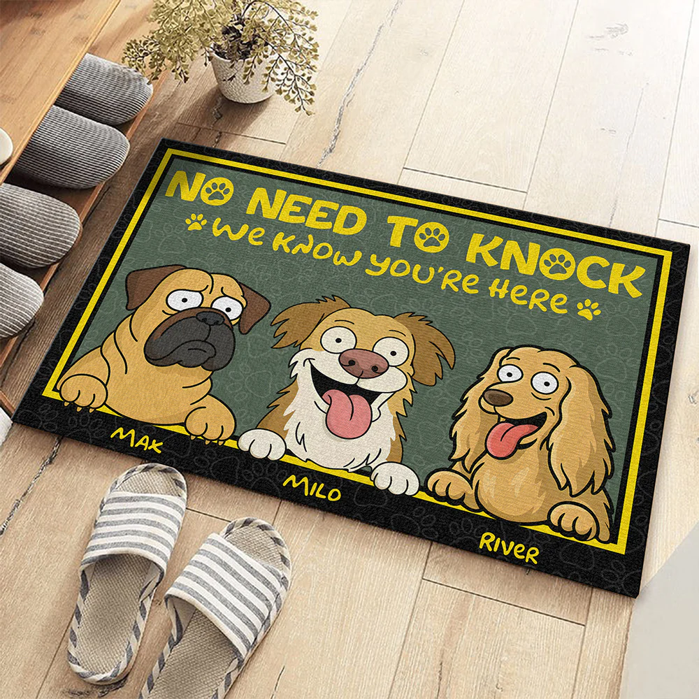 No Need To Knock - Dog Personalized Home Decor Decorative Mat, Doormat HA75 892136 - Image 5
