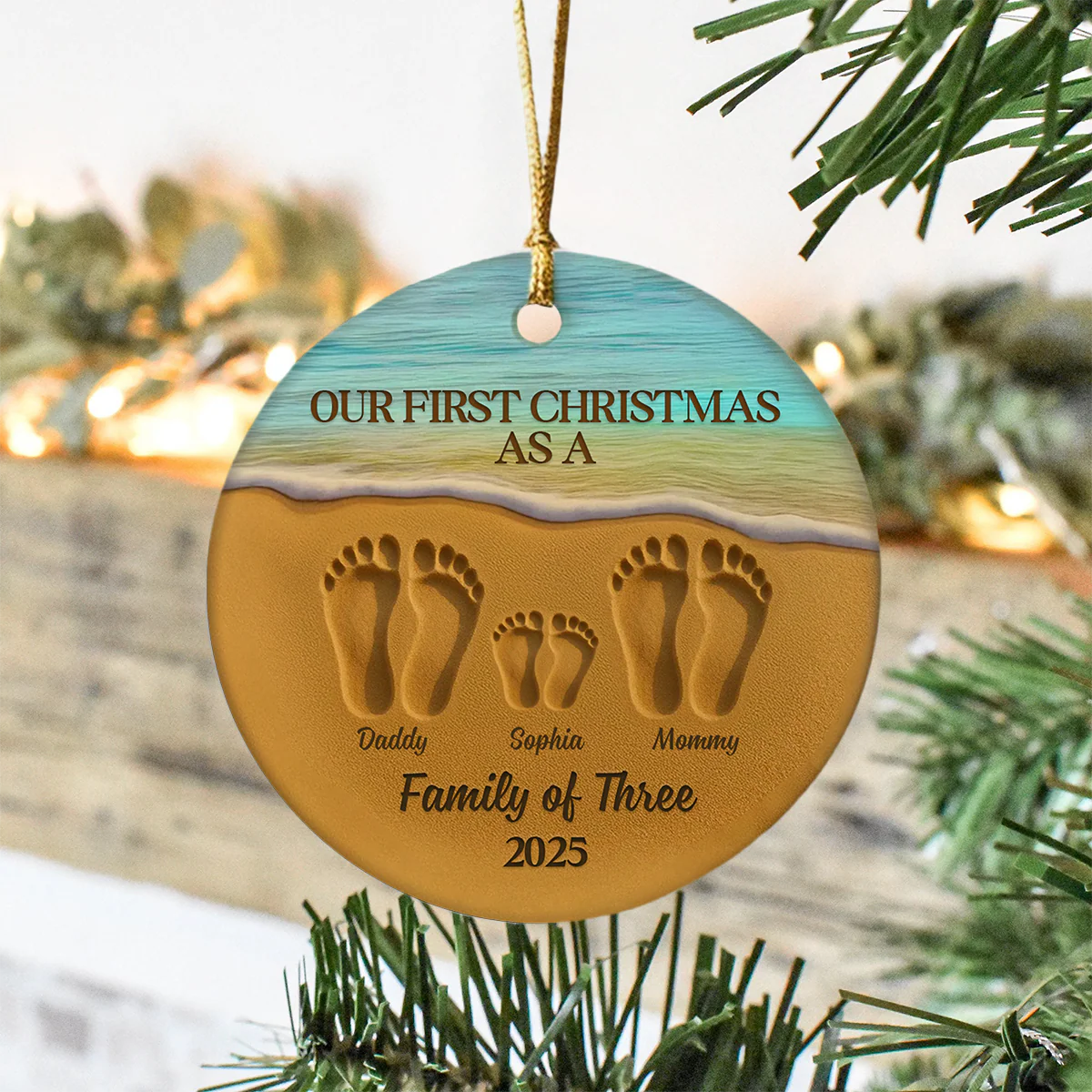 Our First Christmas As A Family Personalized Ceramic Ornament HA75 897472 - Image 3