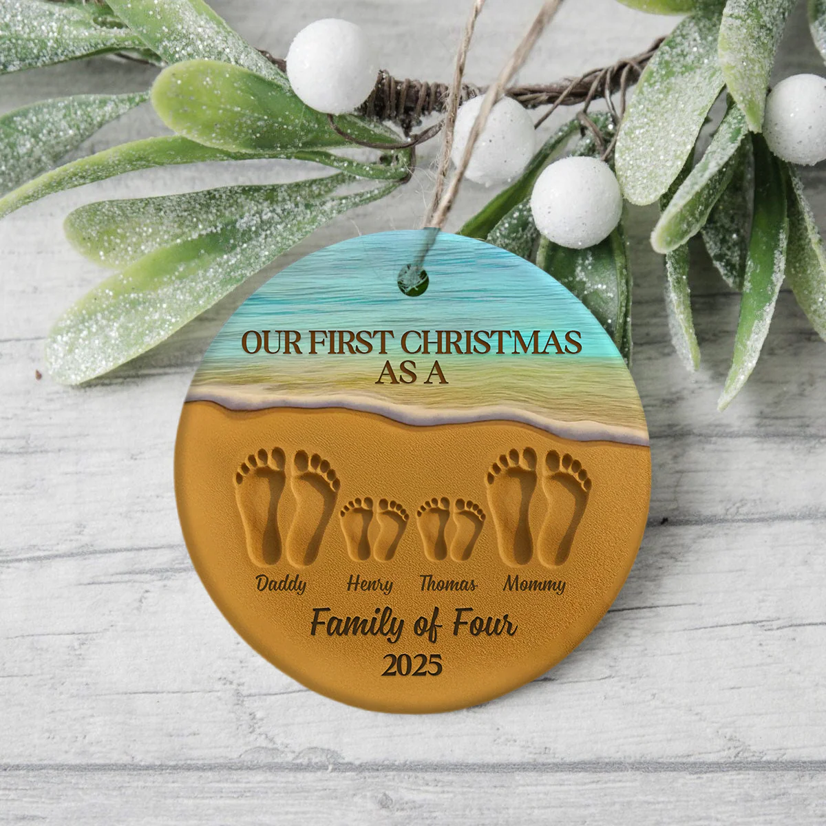 Our First Christmas As A Family Personalized Ceramic Ornament HA75 897472 - Image 4