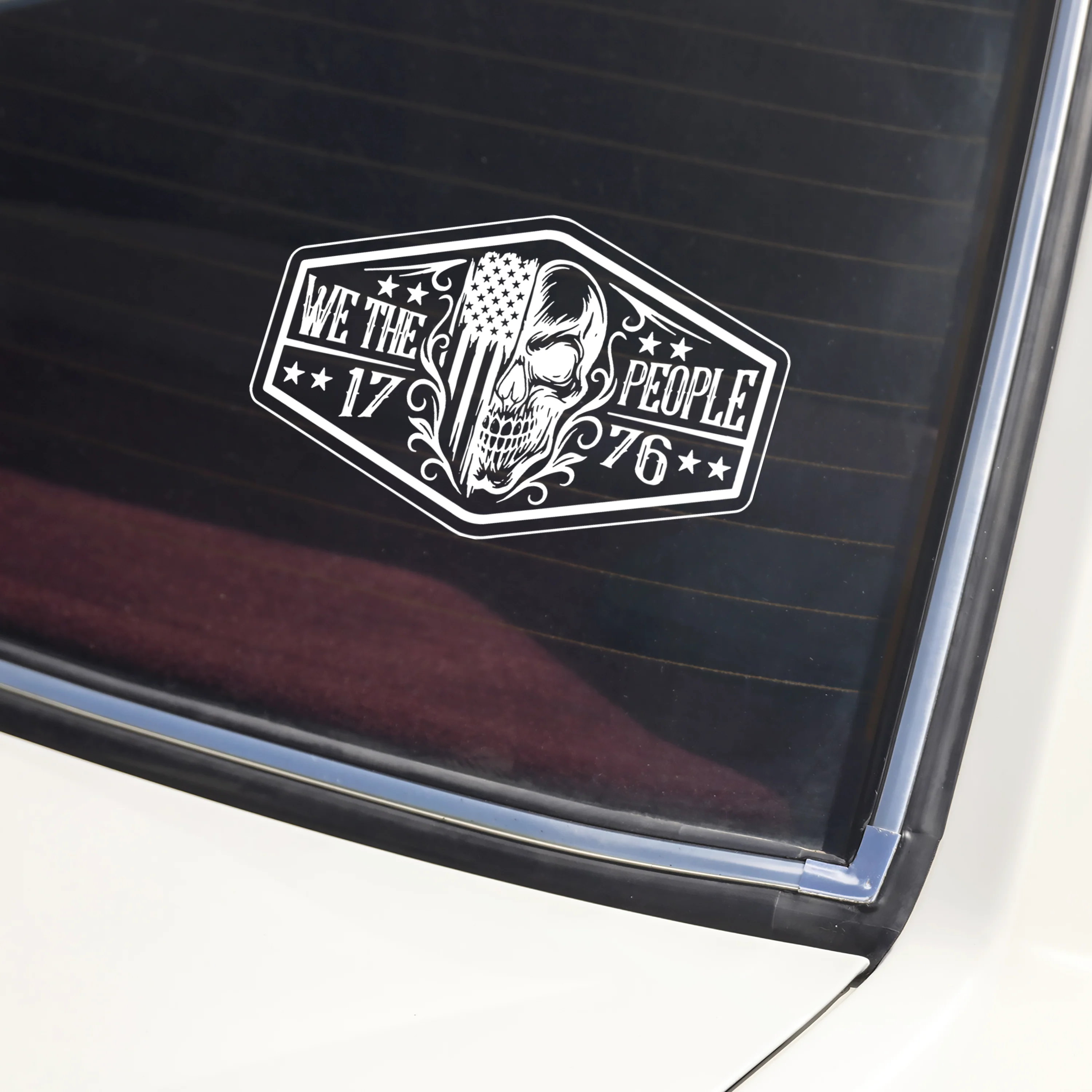 Patriotic We the People USA Flag Skull America 1776 Car Window Decal Sticker HA75 898966 - Image 2