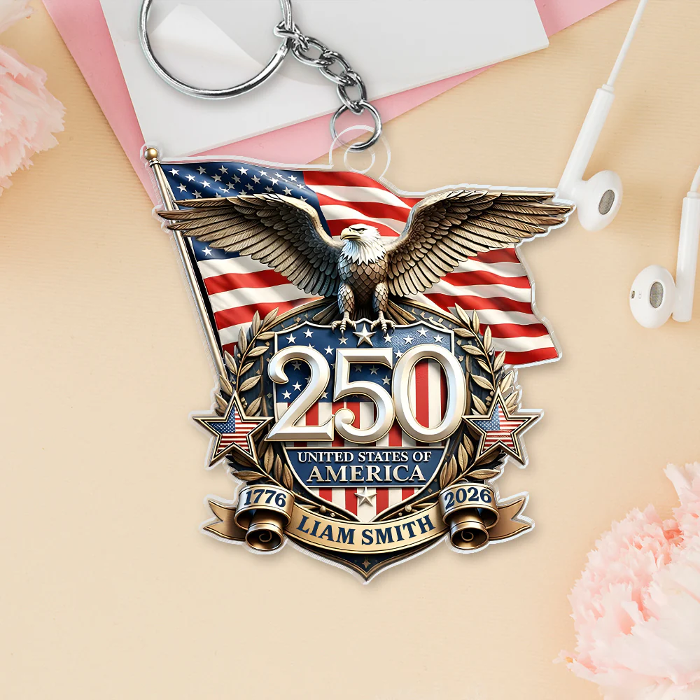 Personalized America 250th Anniversary Patriot Eagle Acrylic Keychain HA75 921024 - Image 2