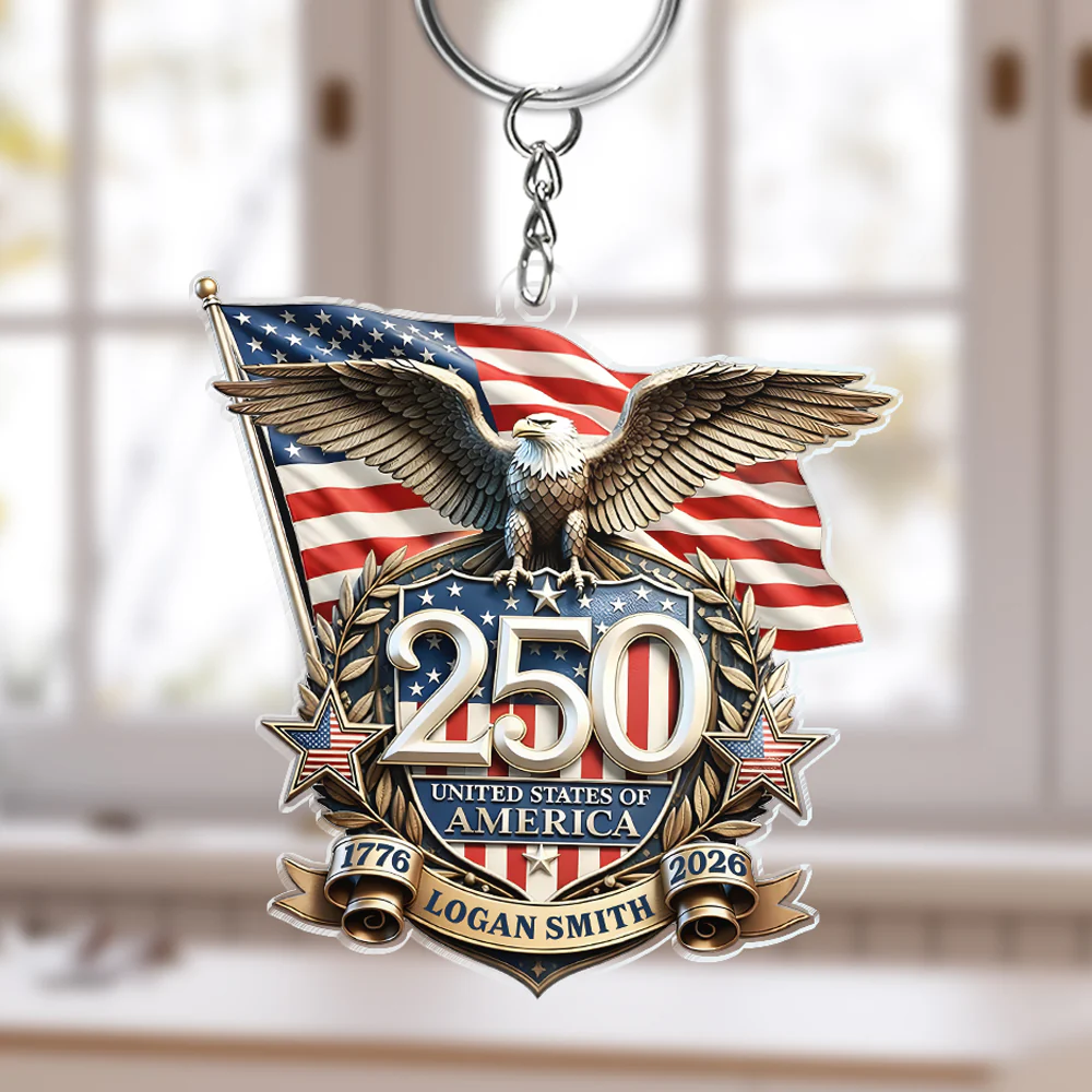 Personalized America 250th Anniversary Patriot Eagle Acrylic Keychain HA75 921024 - Image 3