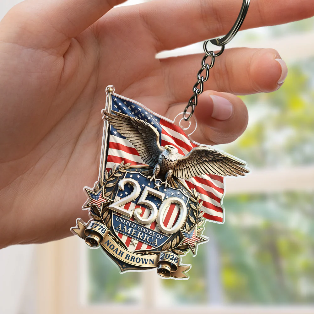 Personalized America 250th Anniversary Patriot Eagle Acrylic Keychain HA75 921024 - Image 5