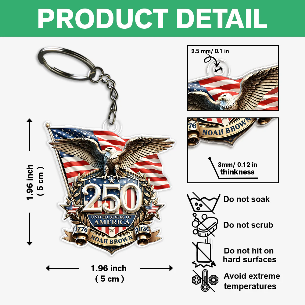 Personalized America 250th Anniversary Patriot Eagle Acrylic Keychain HA75 921024 - Image 7