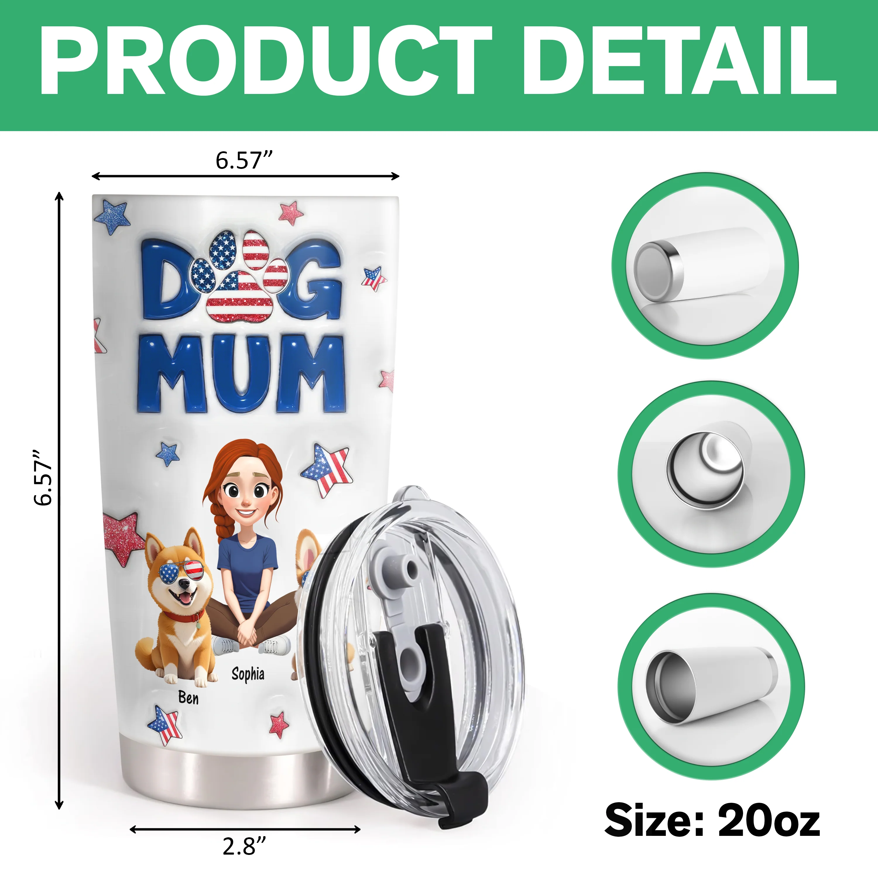 Personalized American Dog Mom Dog Mum And Dog 3D Inflated Effect Fat Tumbler HA75 920304 - Image 7