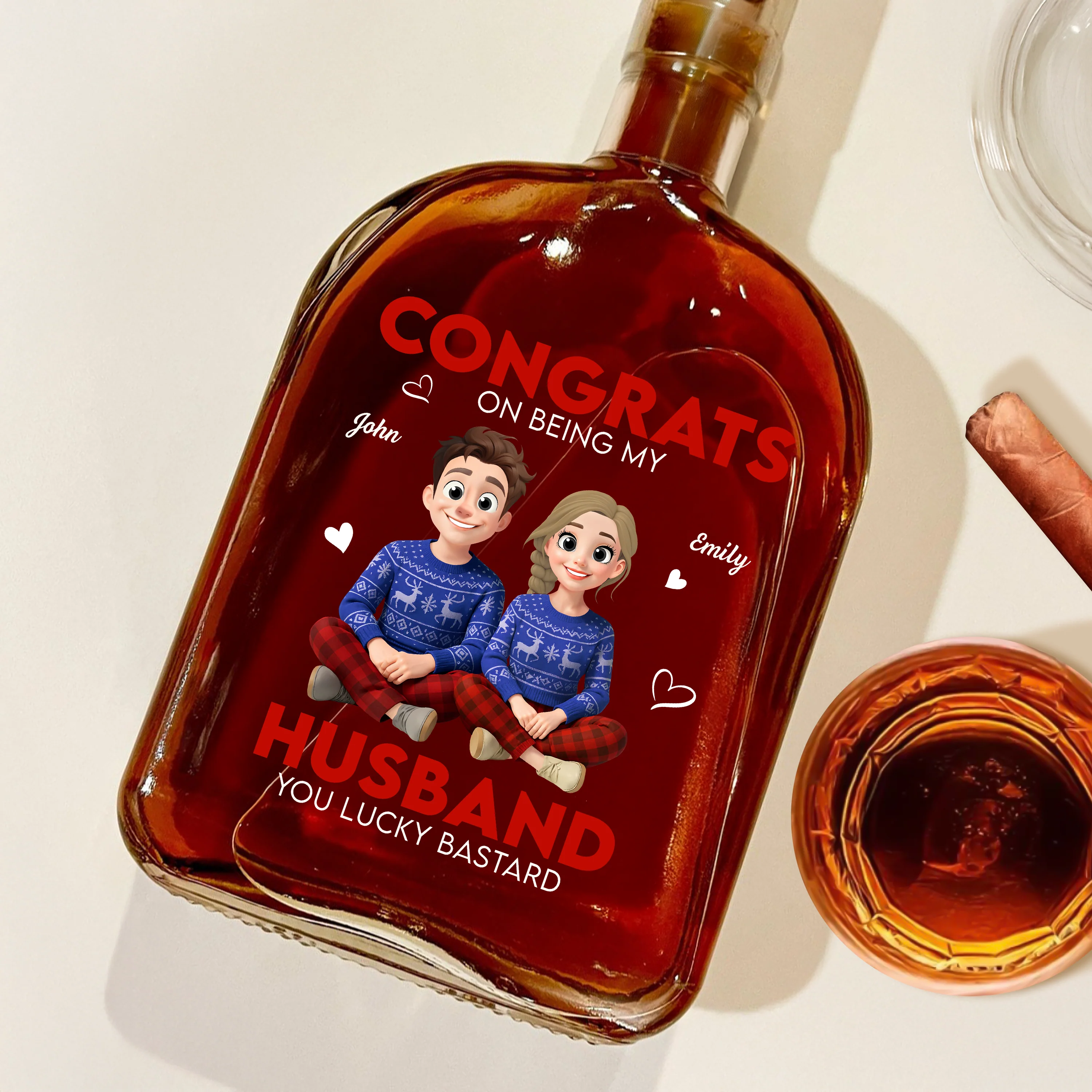 Personalized Congrats On Being My Husband You Lucky Bastard Whiskey Bottle HA75 897988 - Image 2