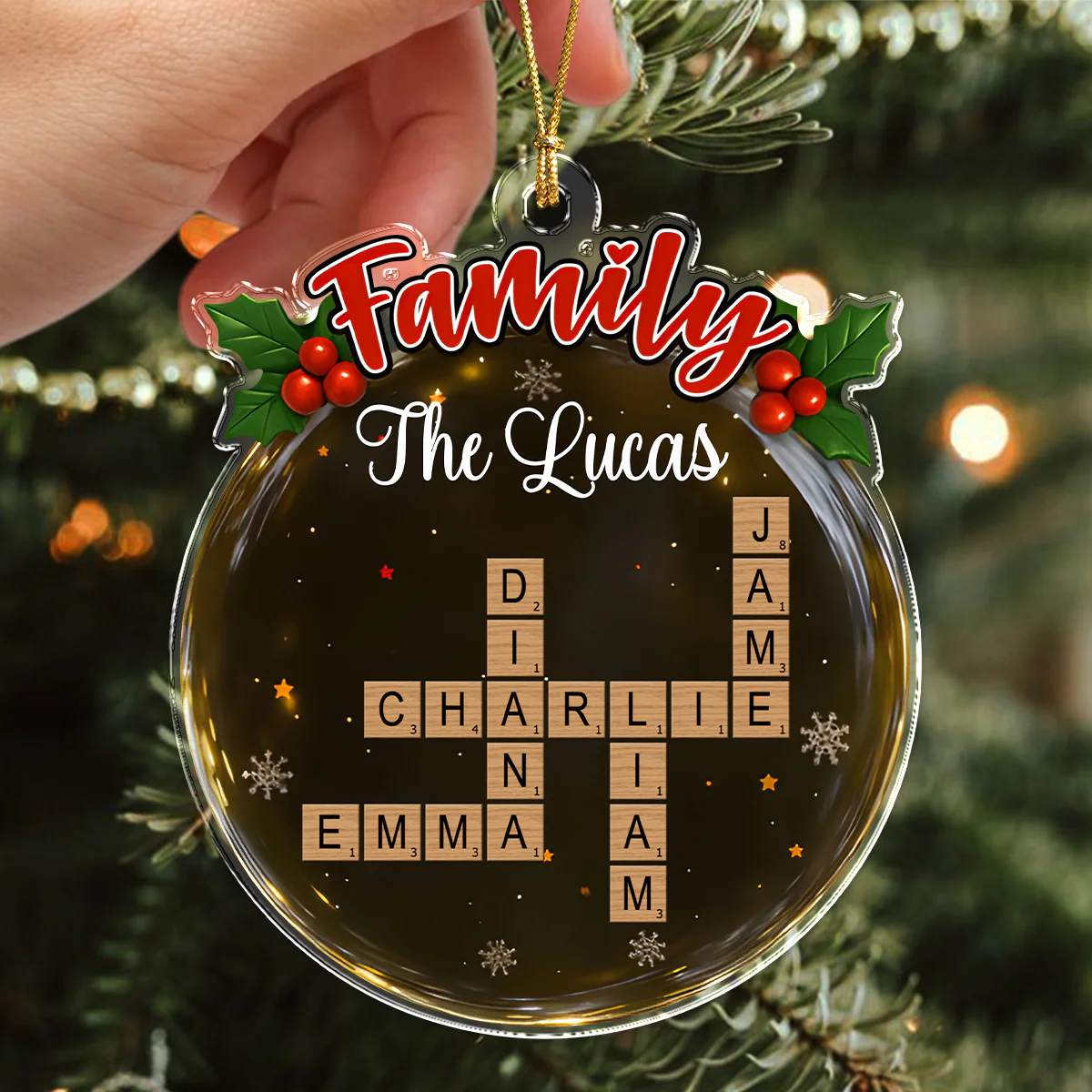 Personalized Crossword Style Family Keepsake Acrylic Ornament Christmas Gift HA75 897690 - Image 2